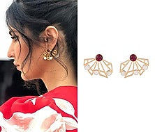Gold Plated Handmade Pink Quartz & White MOP Stud Earrings