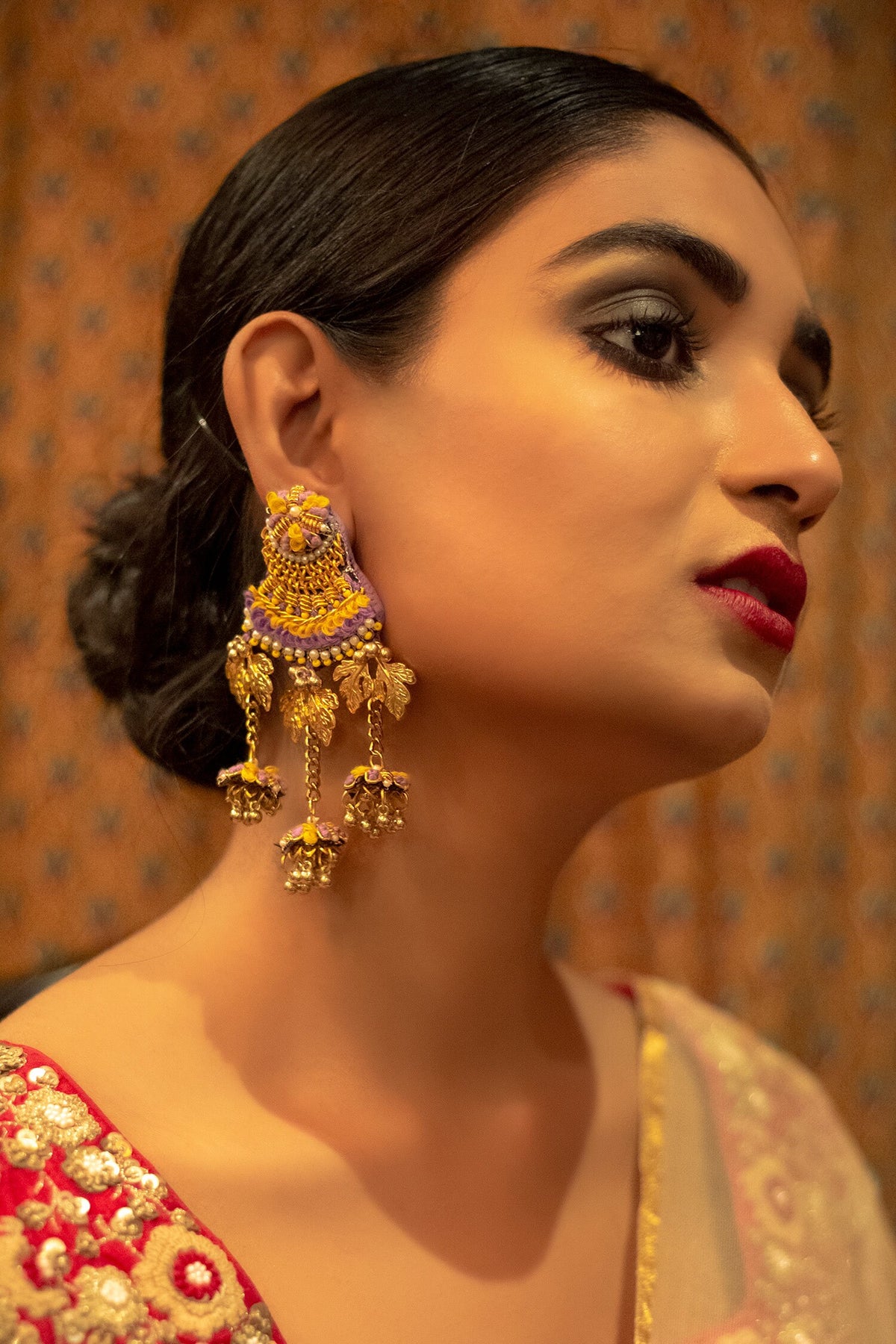 Thread Hand Embroidered Earrings