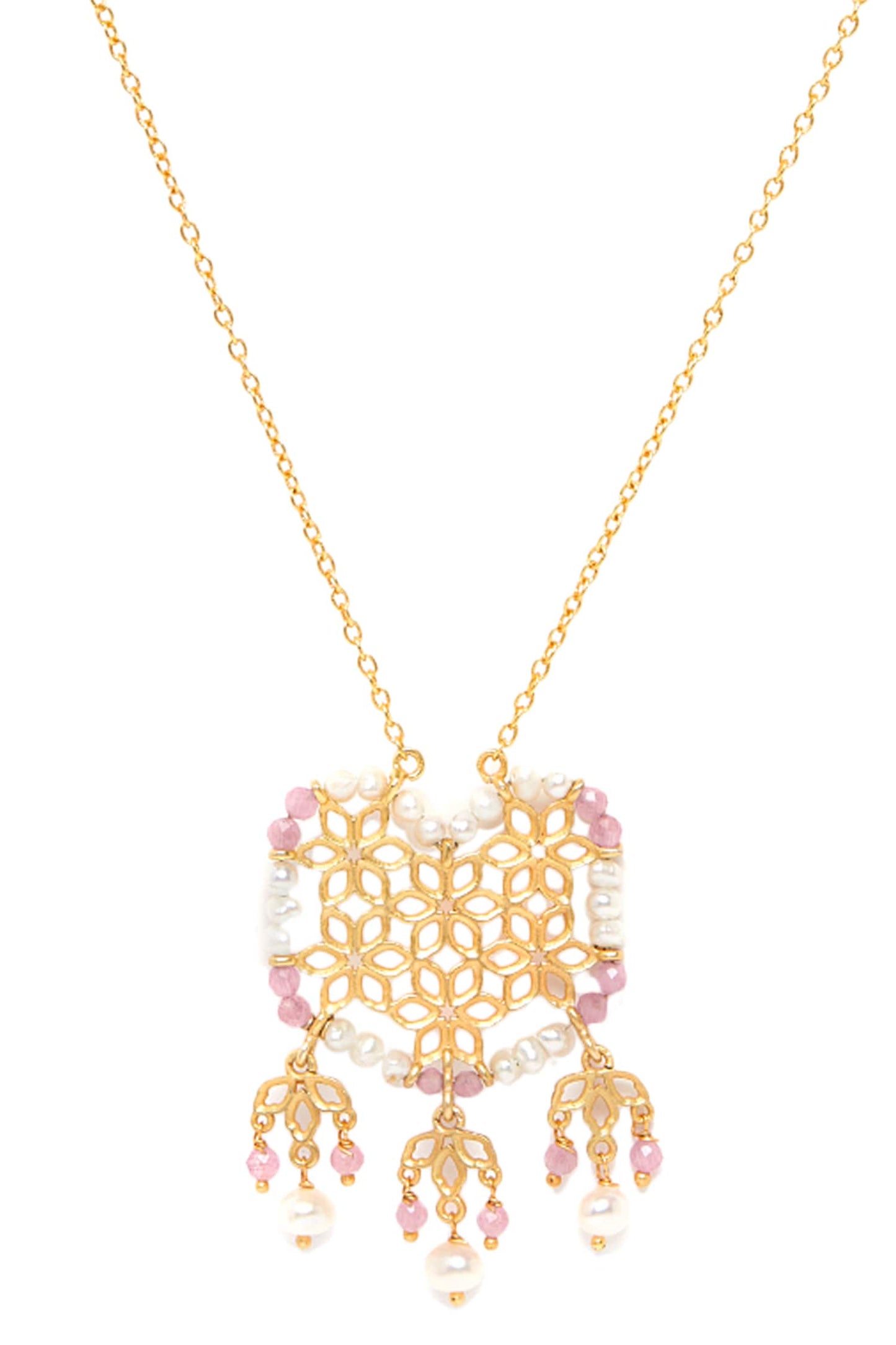 Bead Cutwork Pendant Necklace