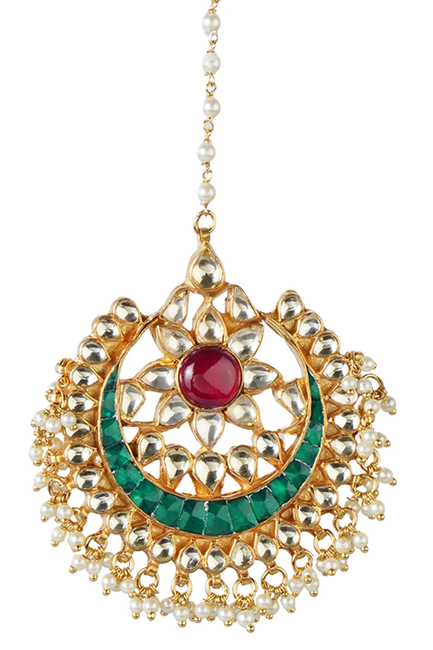 Kundan Crescent Moon Maangtikka