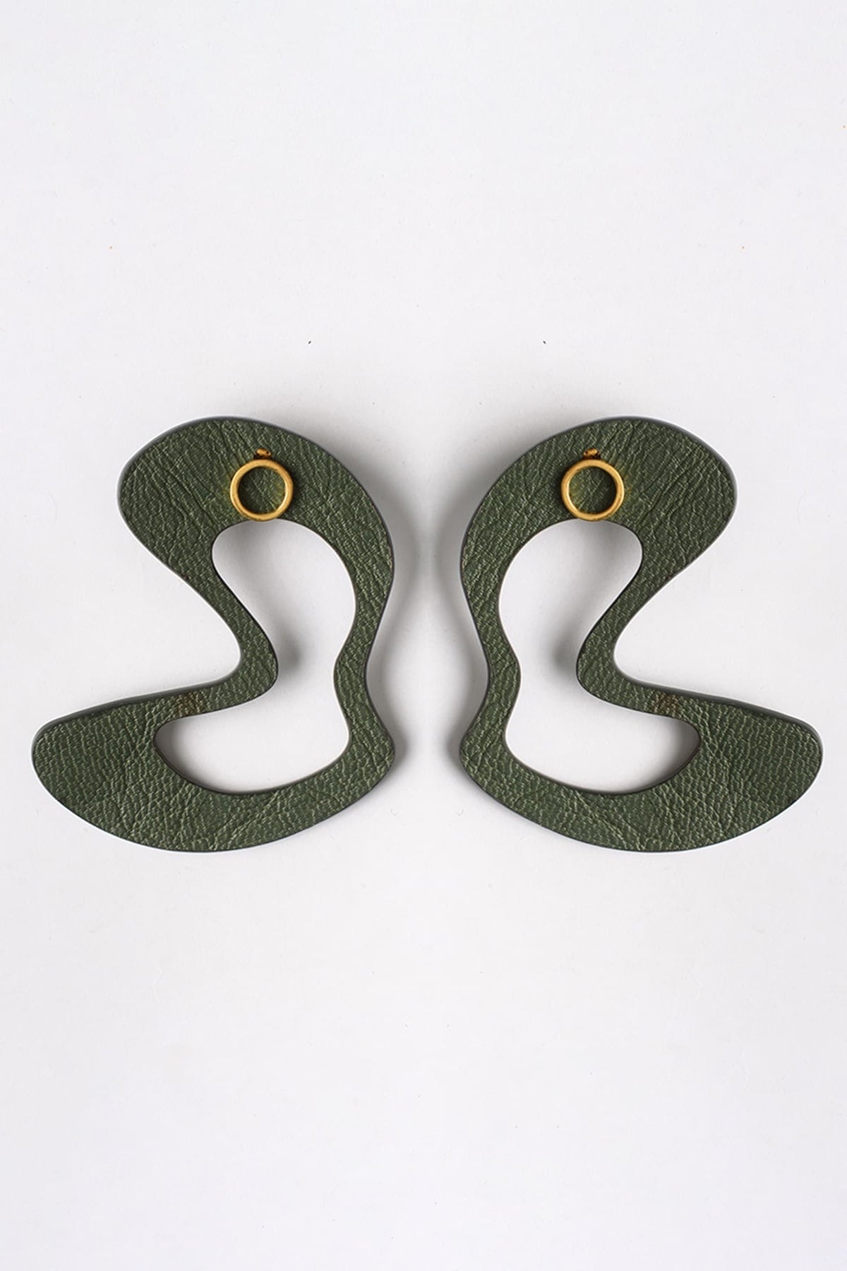 Green Abstract Stud Earrings