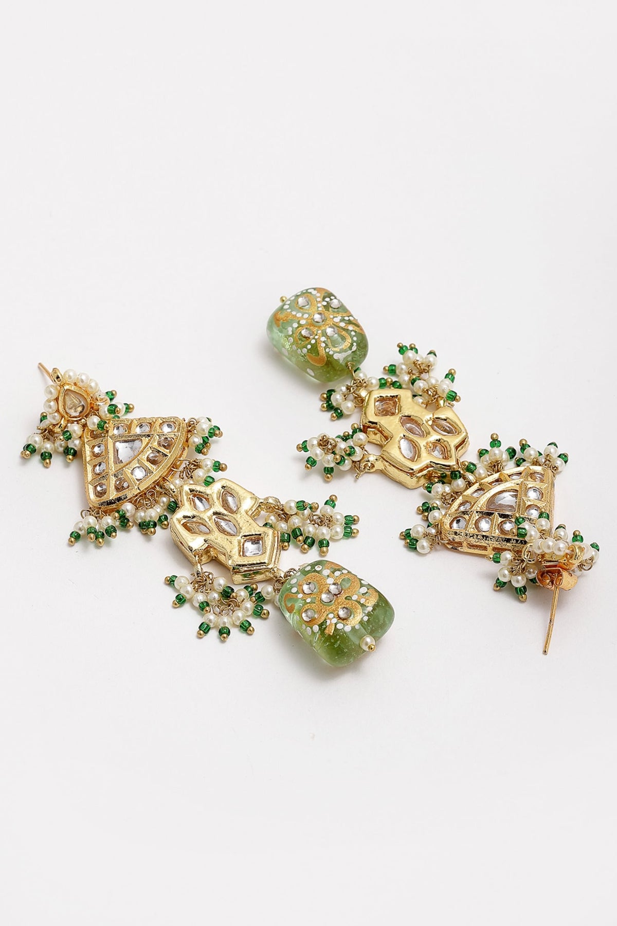 Kundan, Faux Emerald & Pearl Dangler Earrings