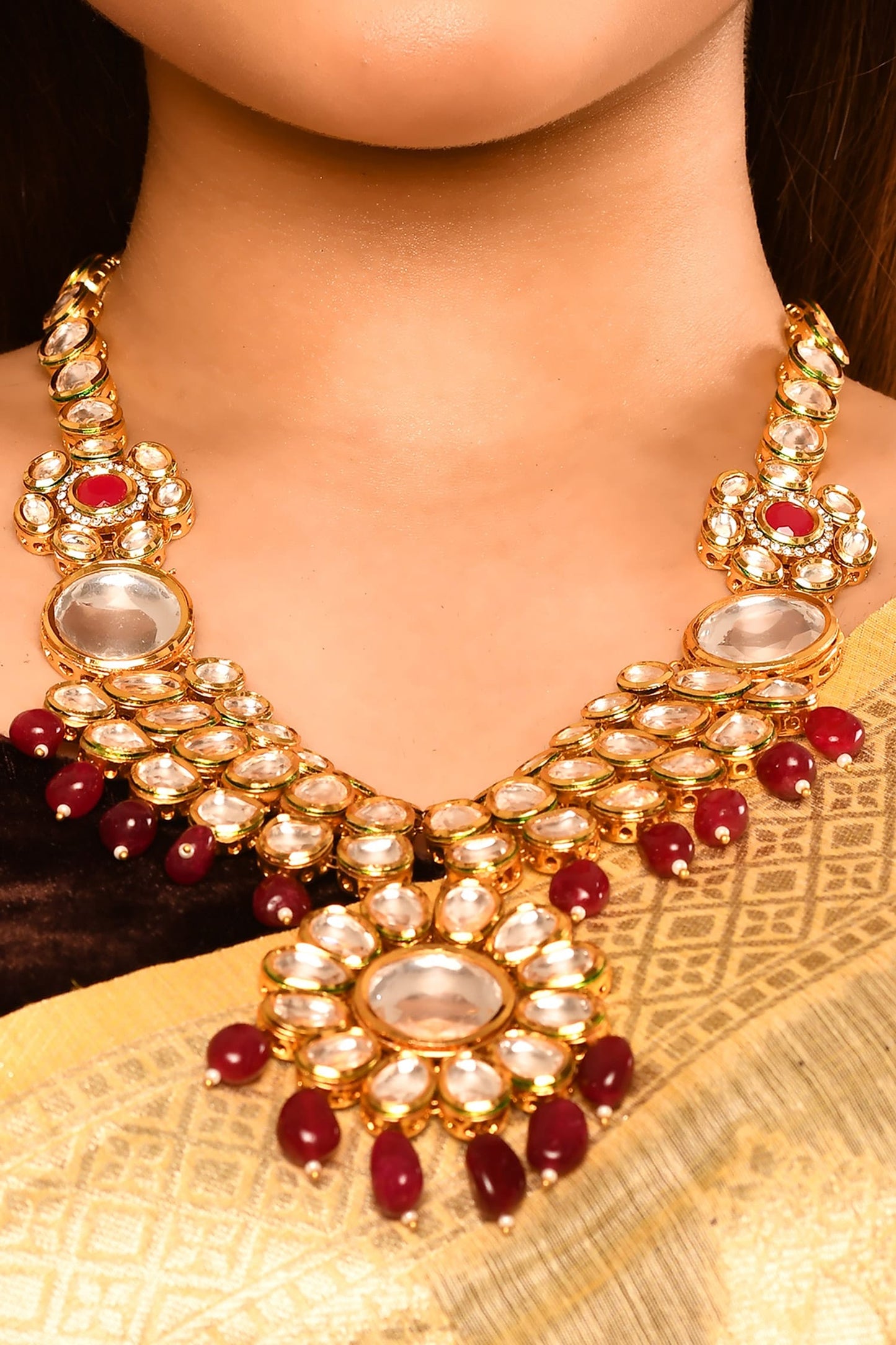 Floral Kundan Necklace Set