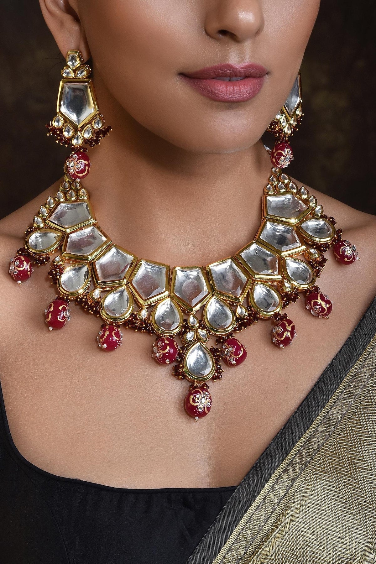 Geometric Kundan Studded Choker Set