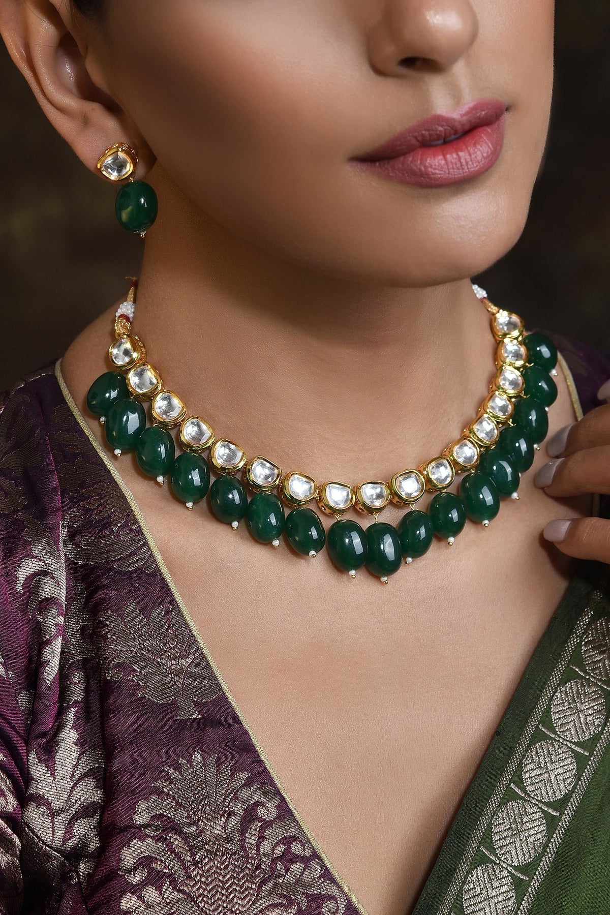 Stone Drop Kundan Choker Set