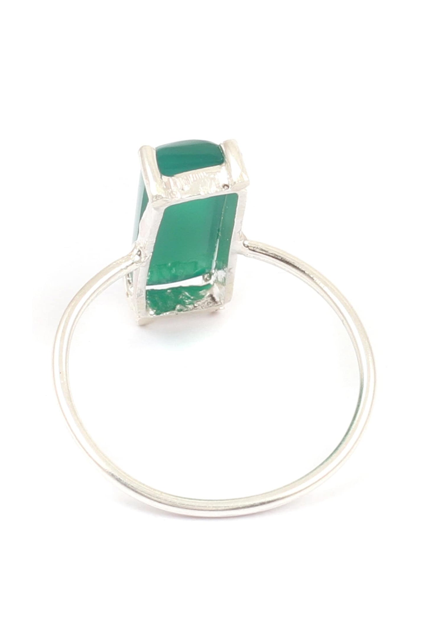 Silver Geometric Stone Ring