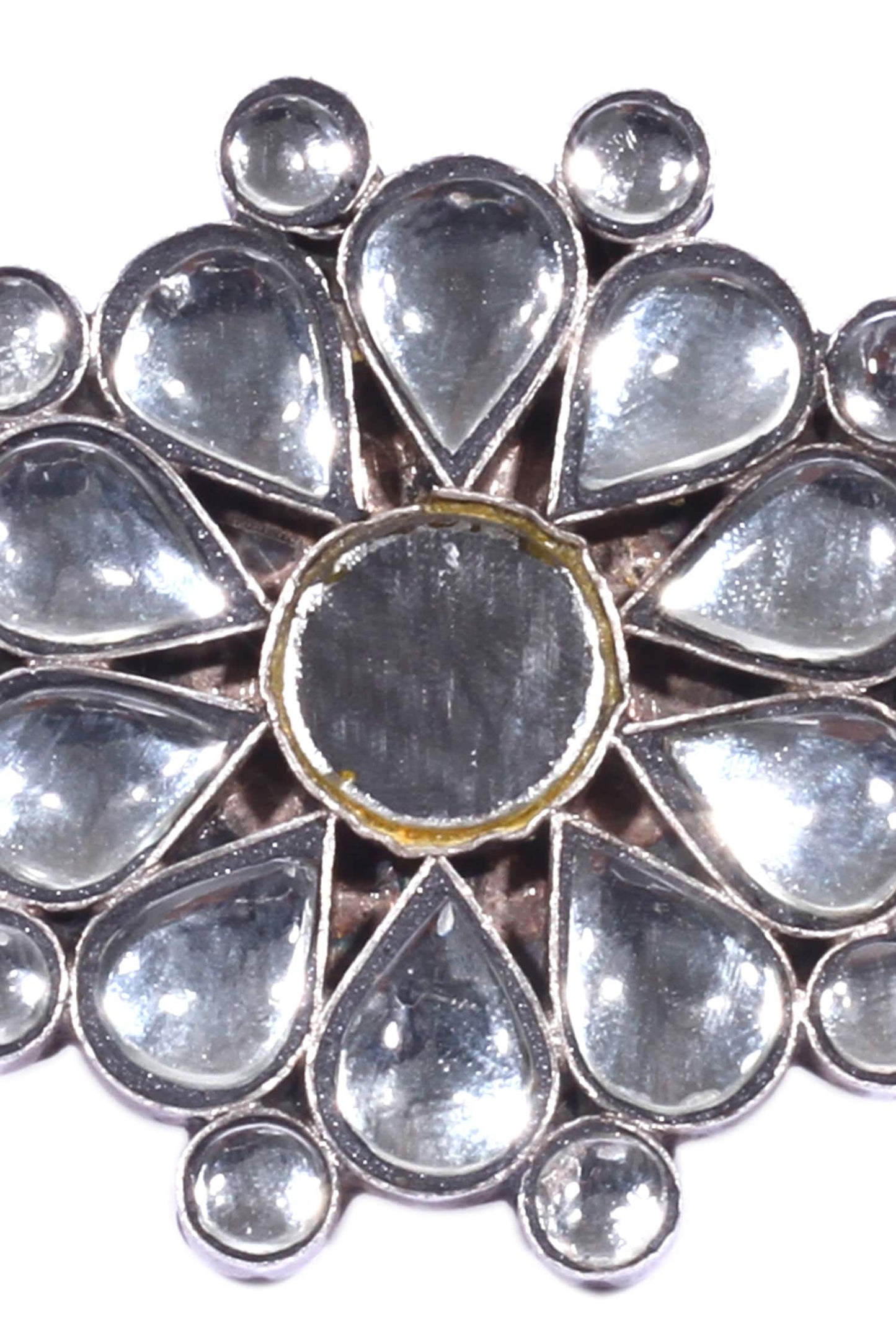 Floral Mirror Stone Adjustable Ring
