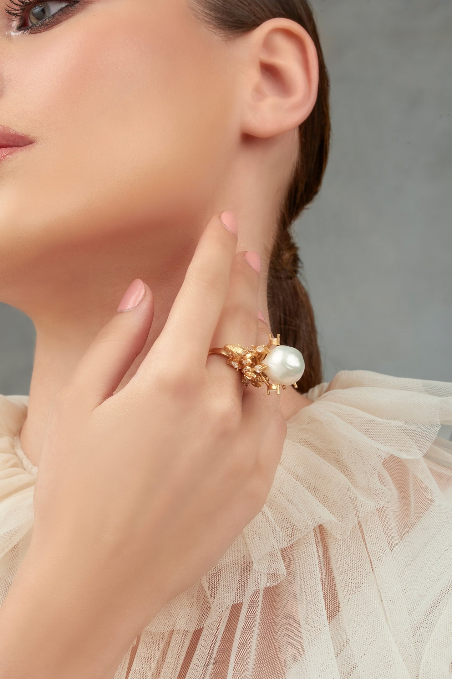 Elephant Motif Crystal Ring