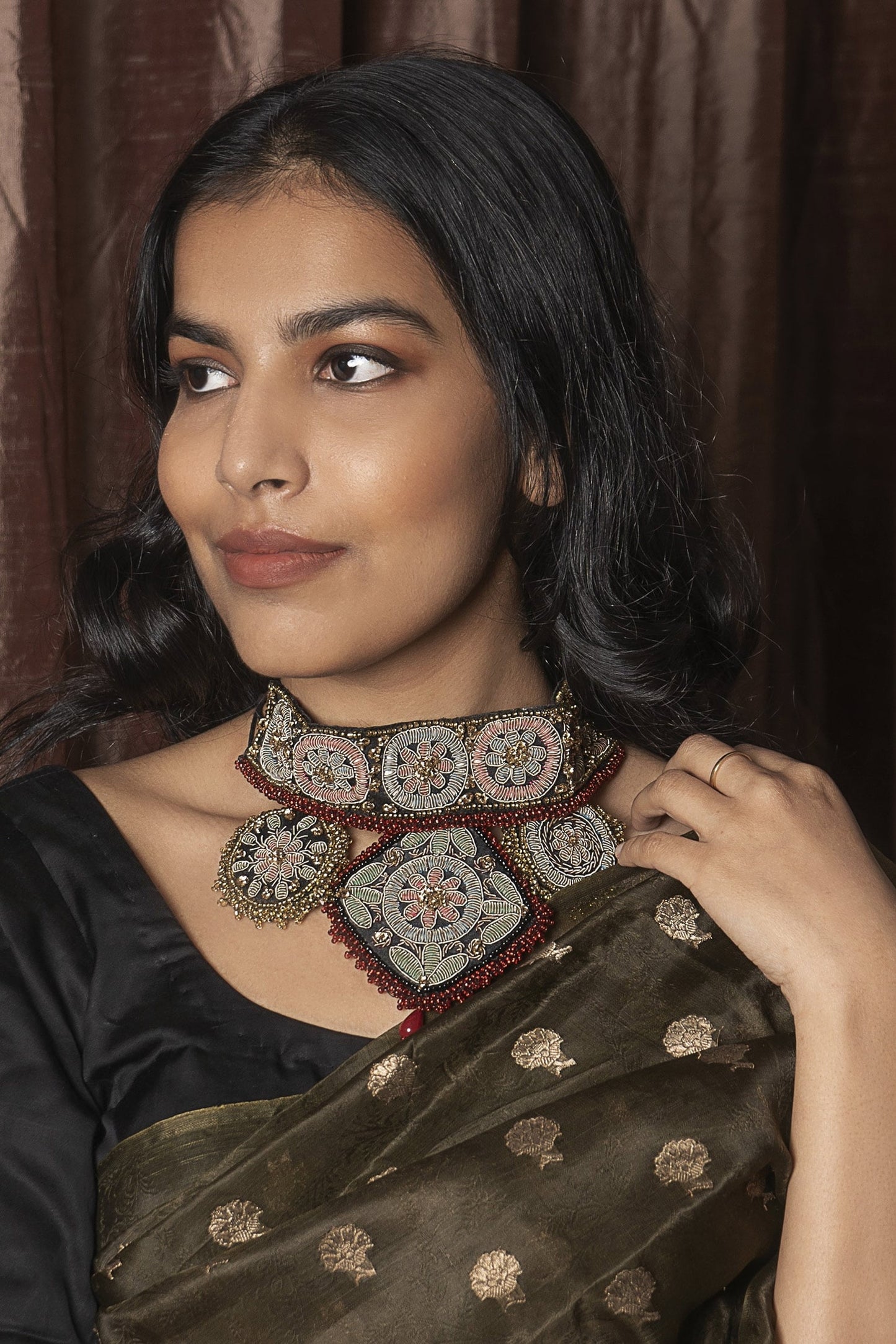 Floral Embroidered Choker