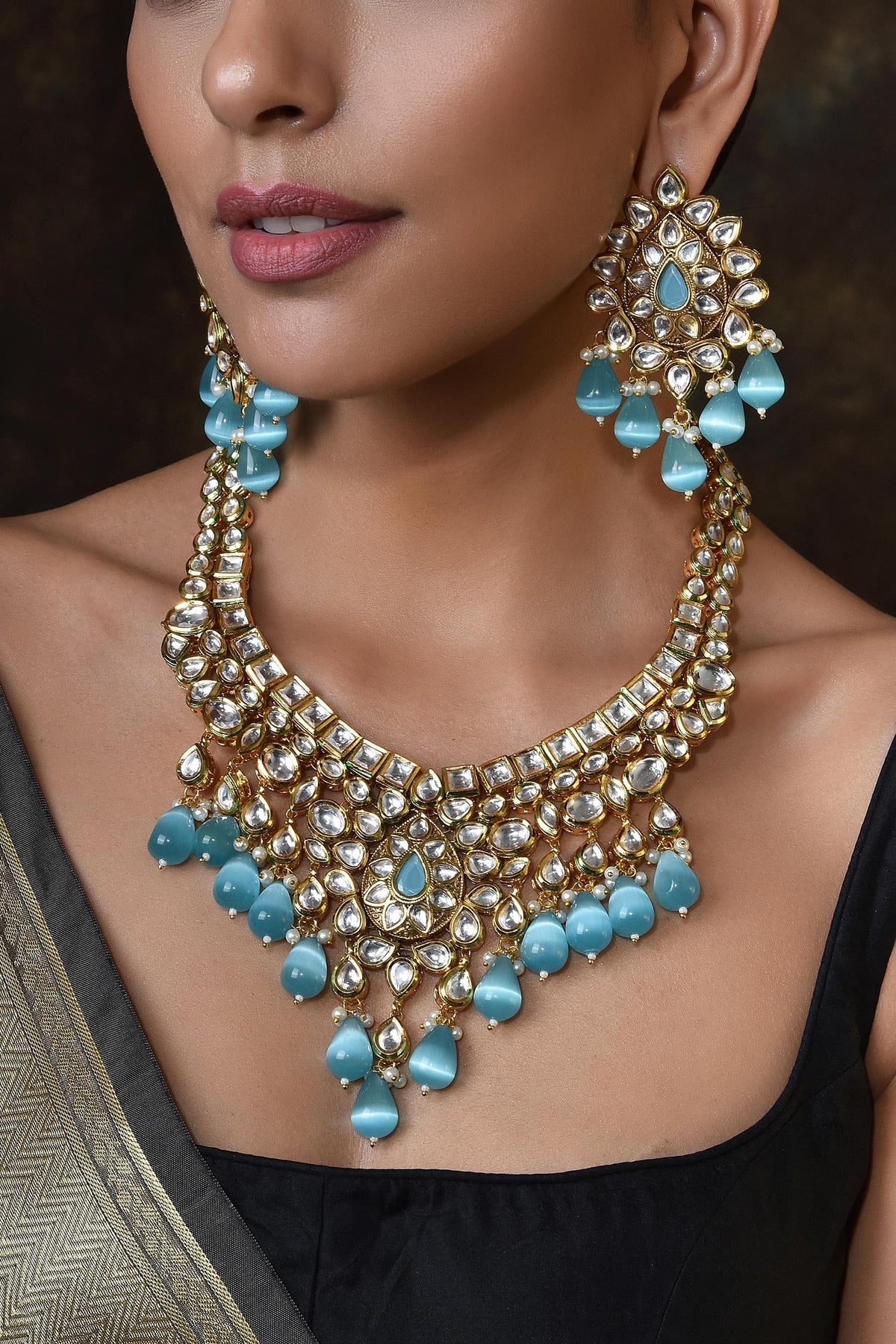 Kundan Embellished Necklace Set