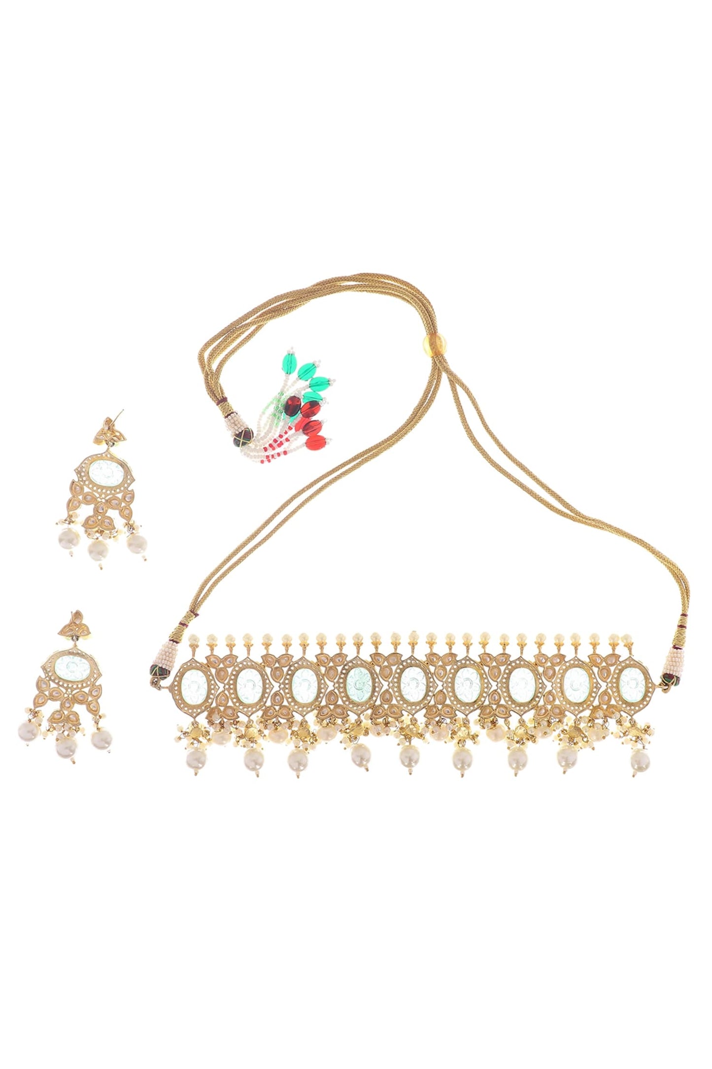 Floral Carved Stone Choker Set
