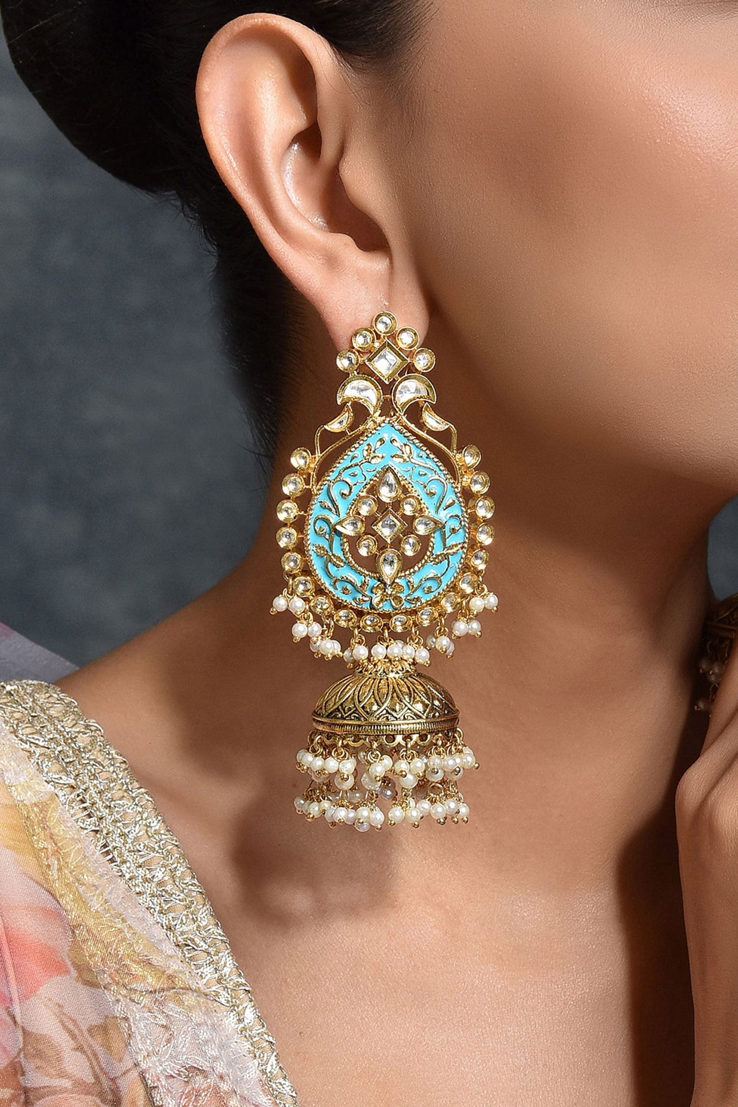 Kundan Embellished Jhumkas