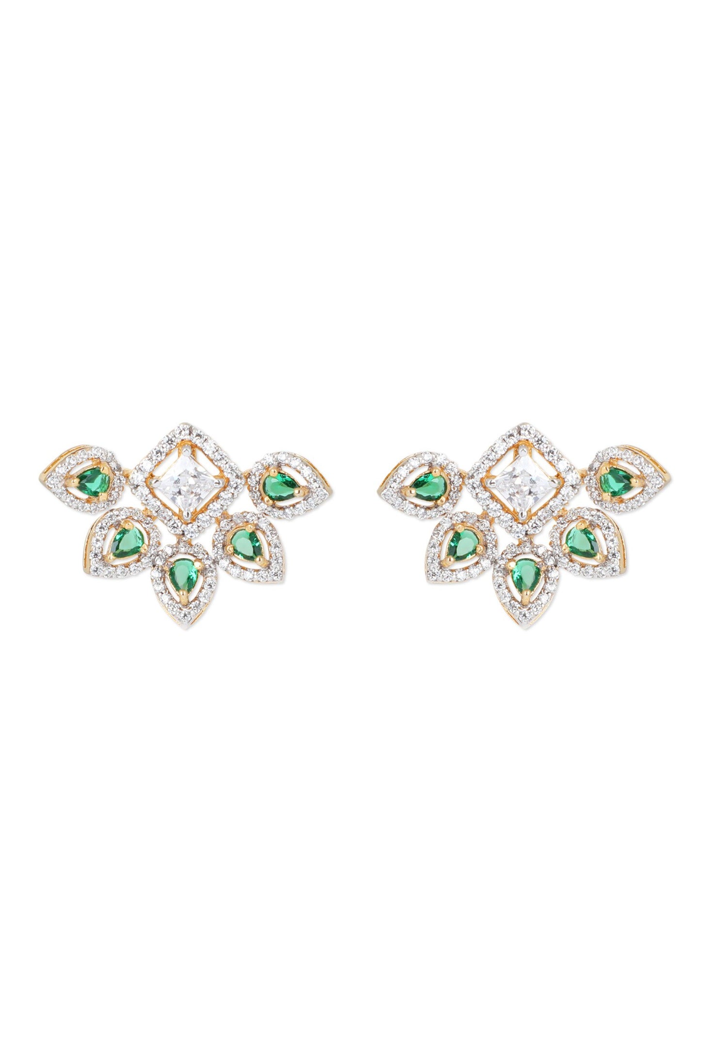 Emerald Cubic Zirconia Embellished Stud Earrings