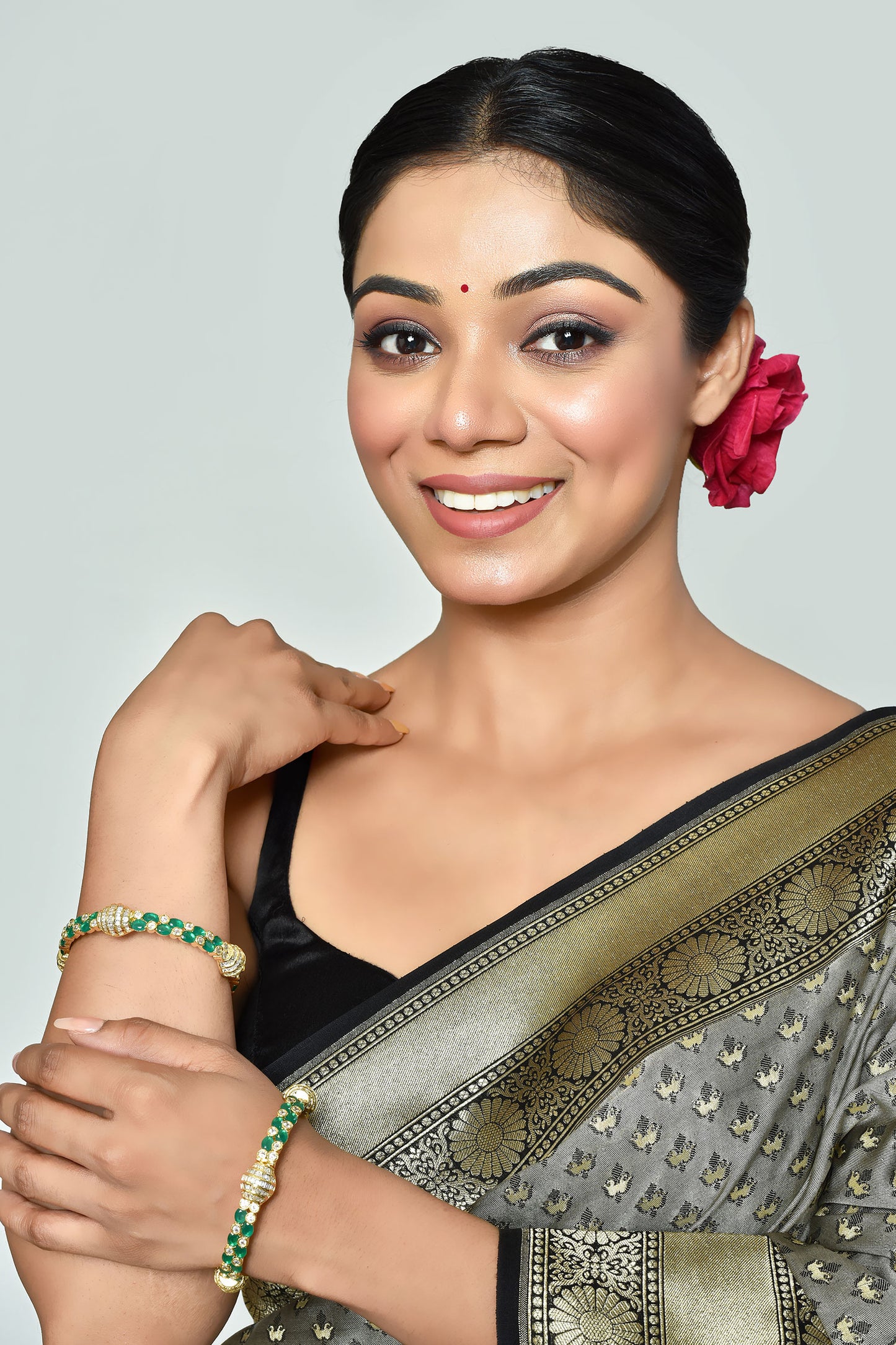 Onyx Embellished Bangles - Set of 2