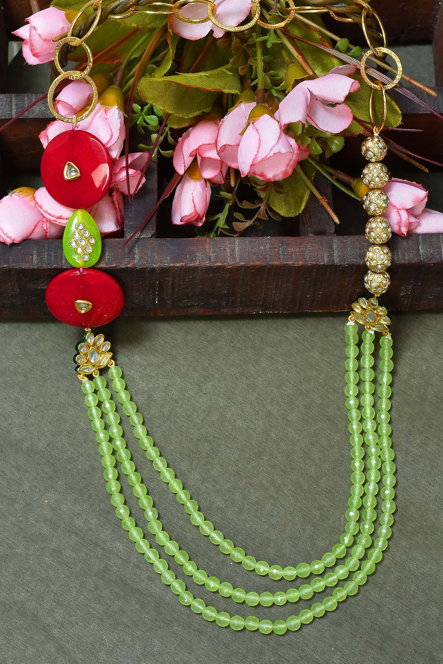 Layered Bead Embellished Necklace