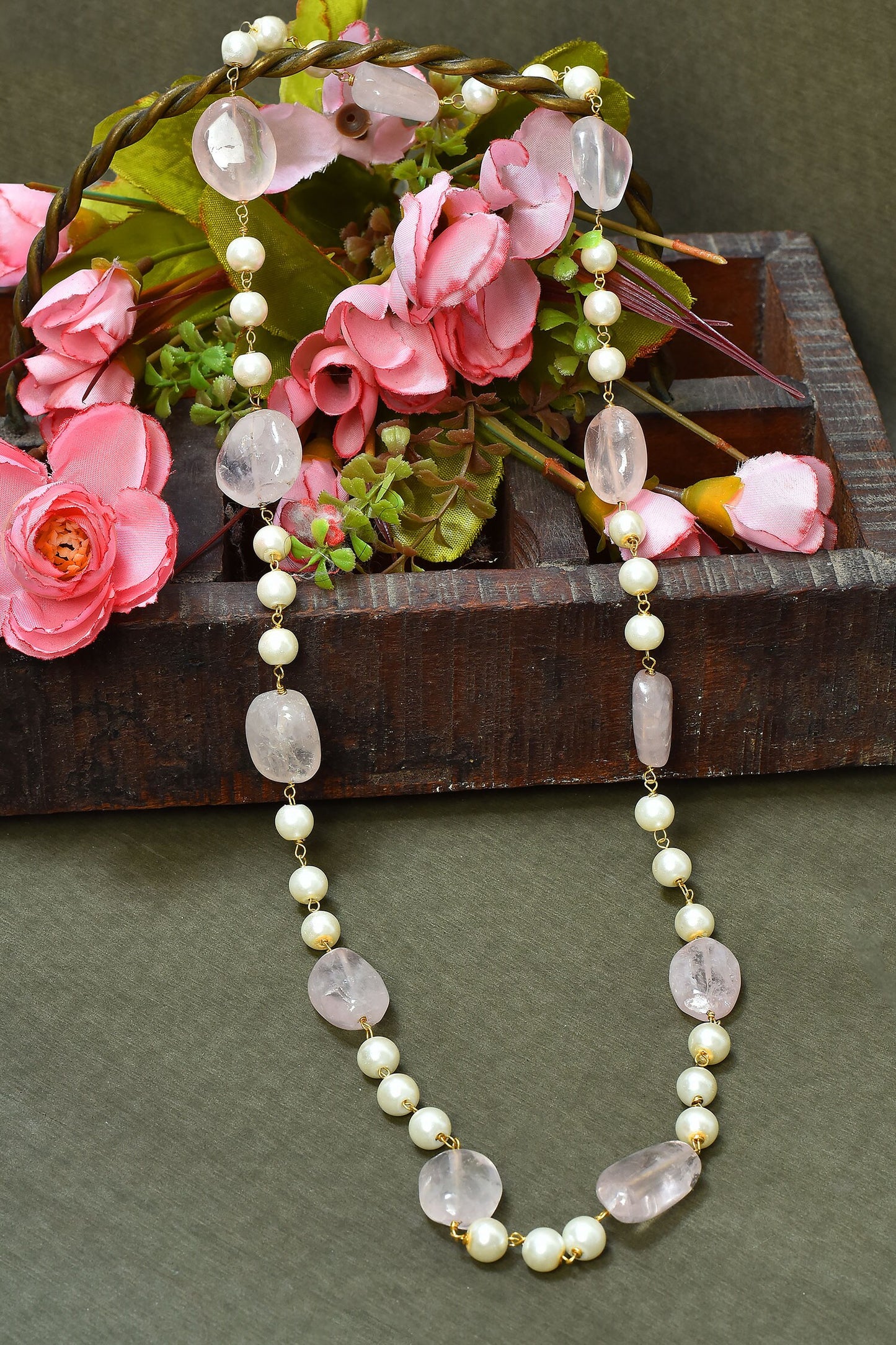 Rose Quartz Embellished Necklace