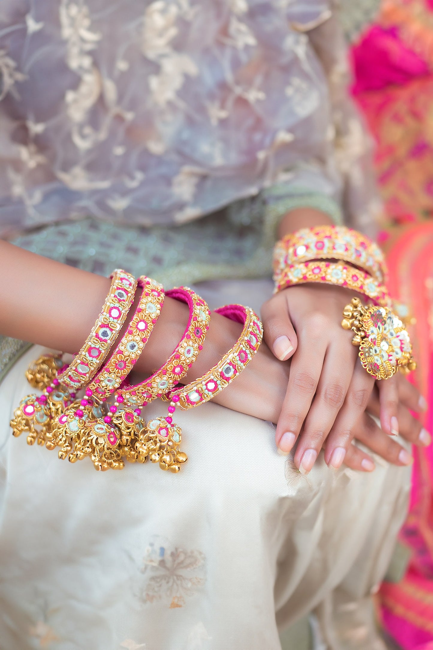 Thread Embroidered Bangles - Set of 2