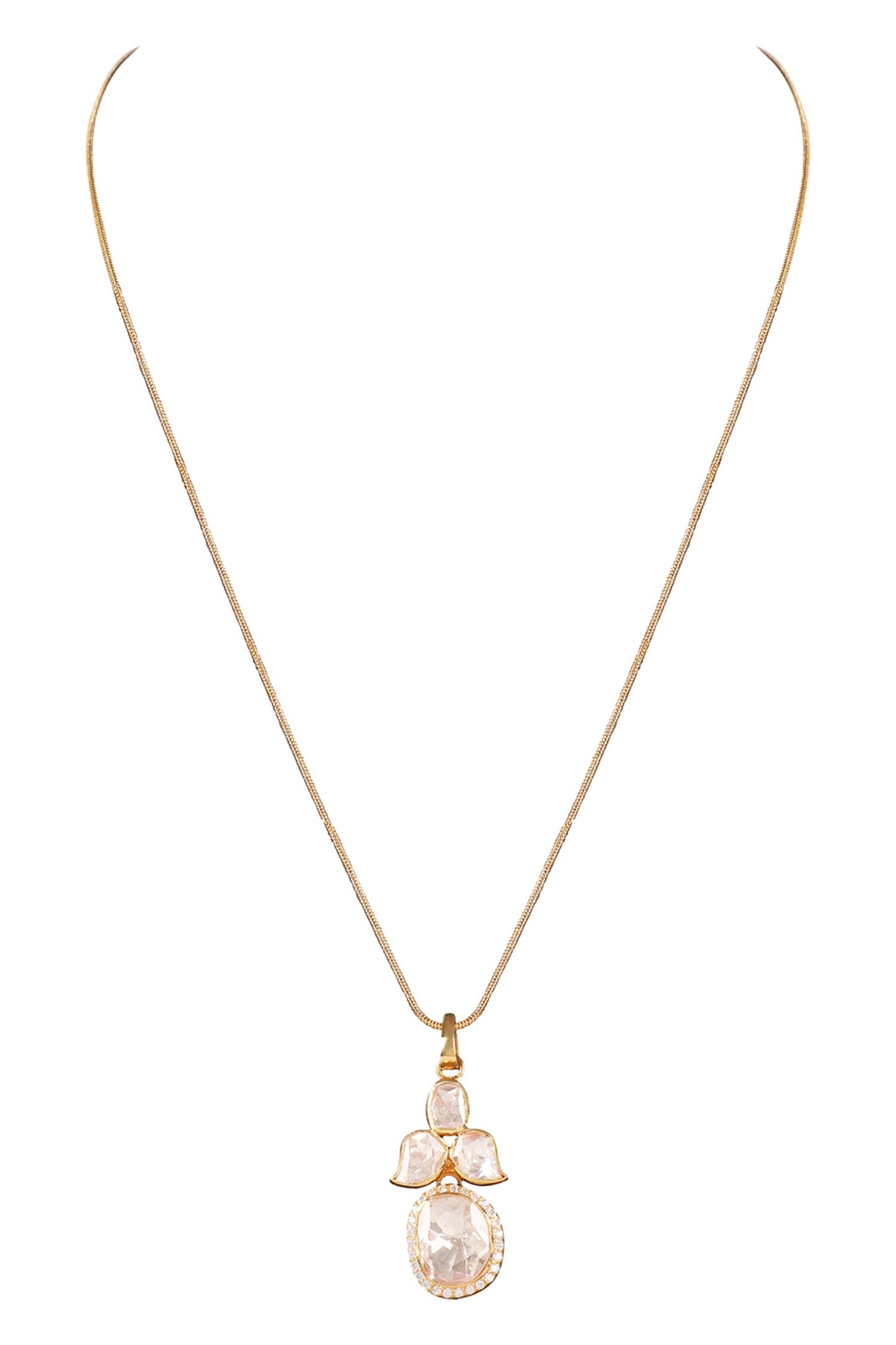 Moissanite Polki & Zircons Embellished Pendant