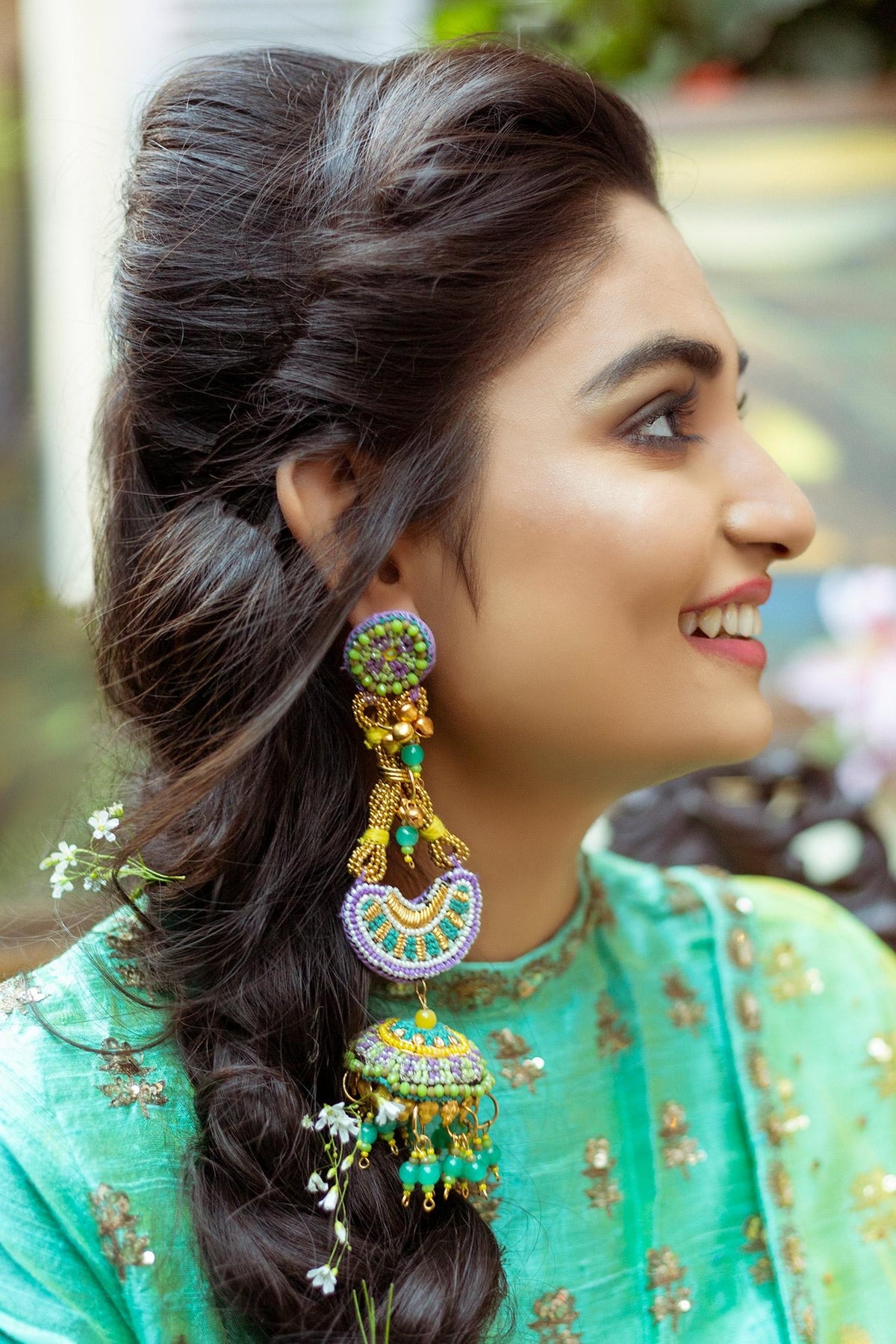 Embroidered Long Jhumkas