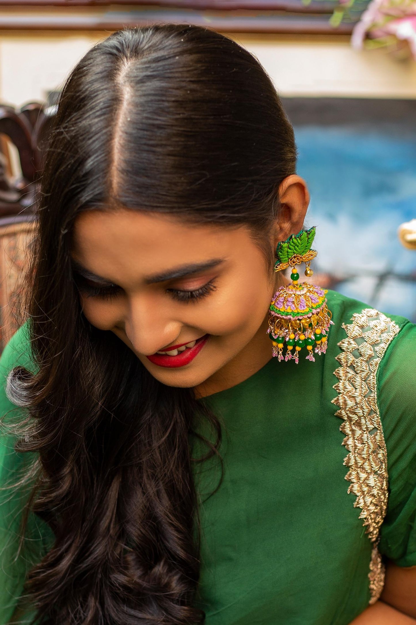 Embroidered Jhumkis