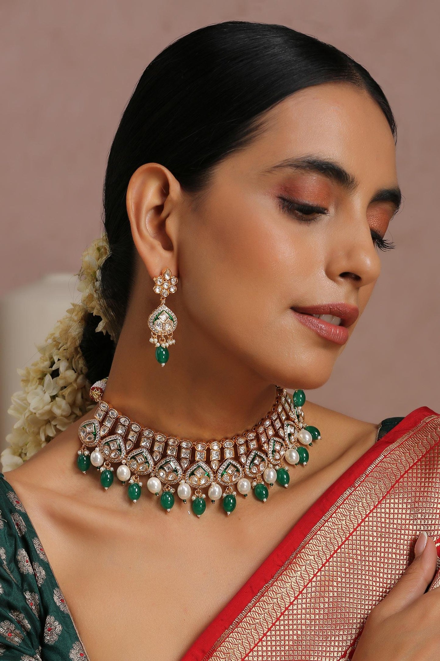 Pearl Embellished Choker Set