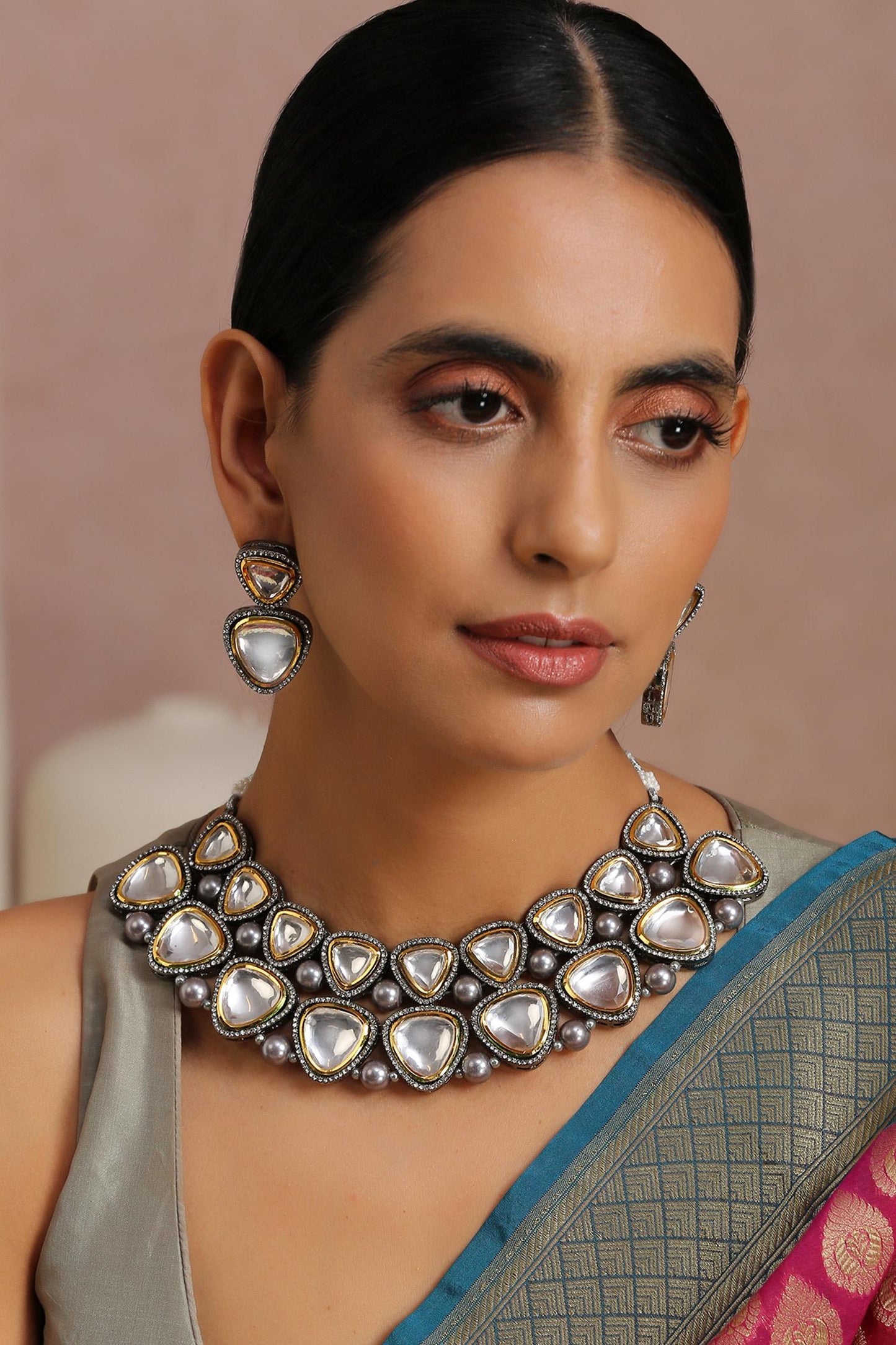 Polki Embellished Necklace Set
