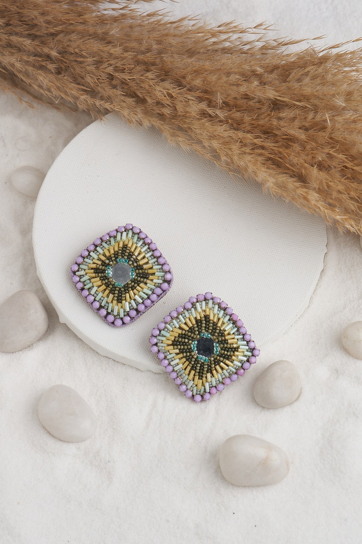 Beaded Diamond Shape Earrings
