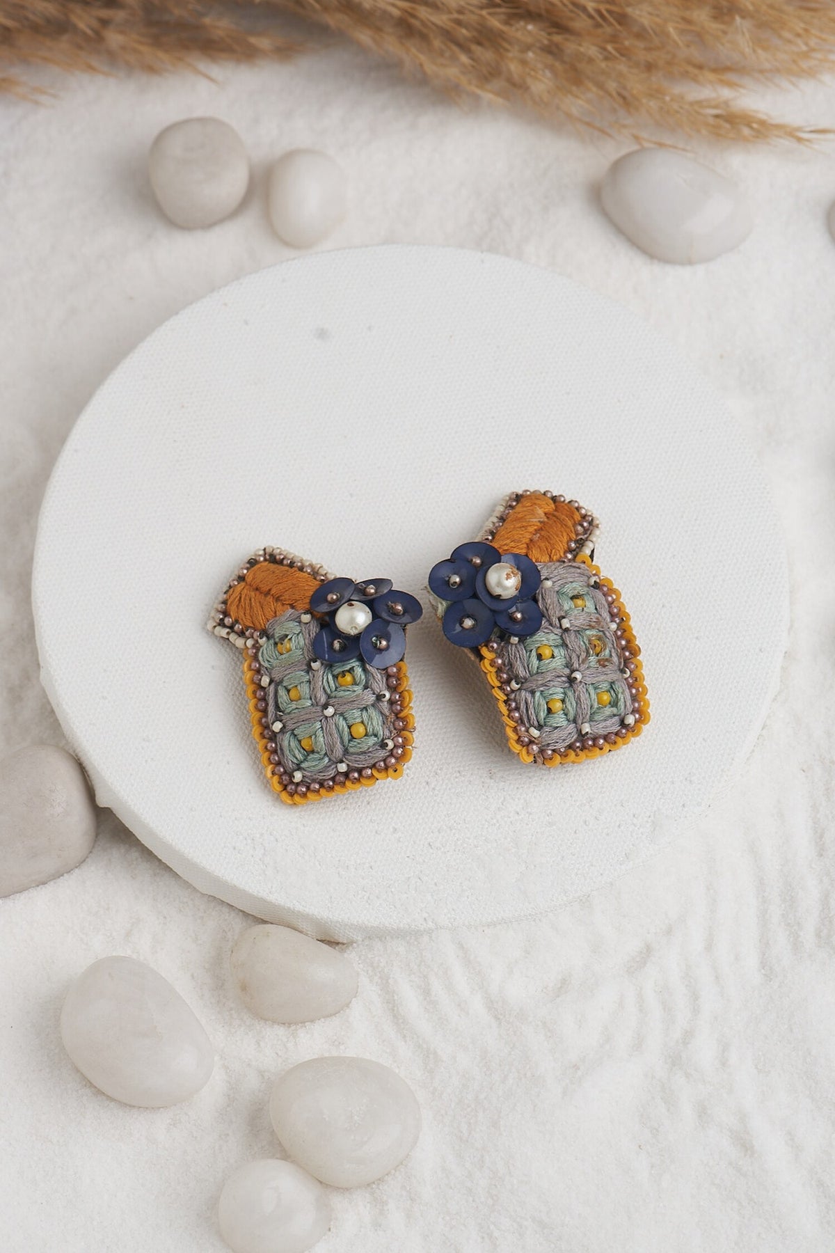 Thread & Stone Work Ear Studs
