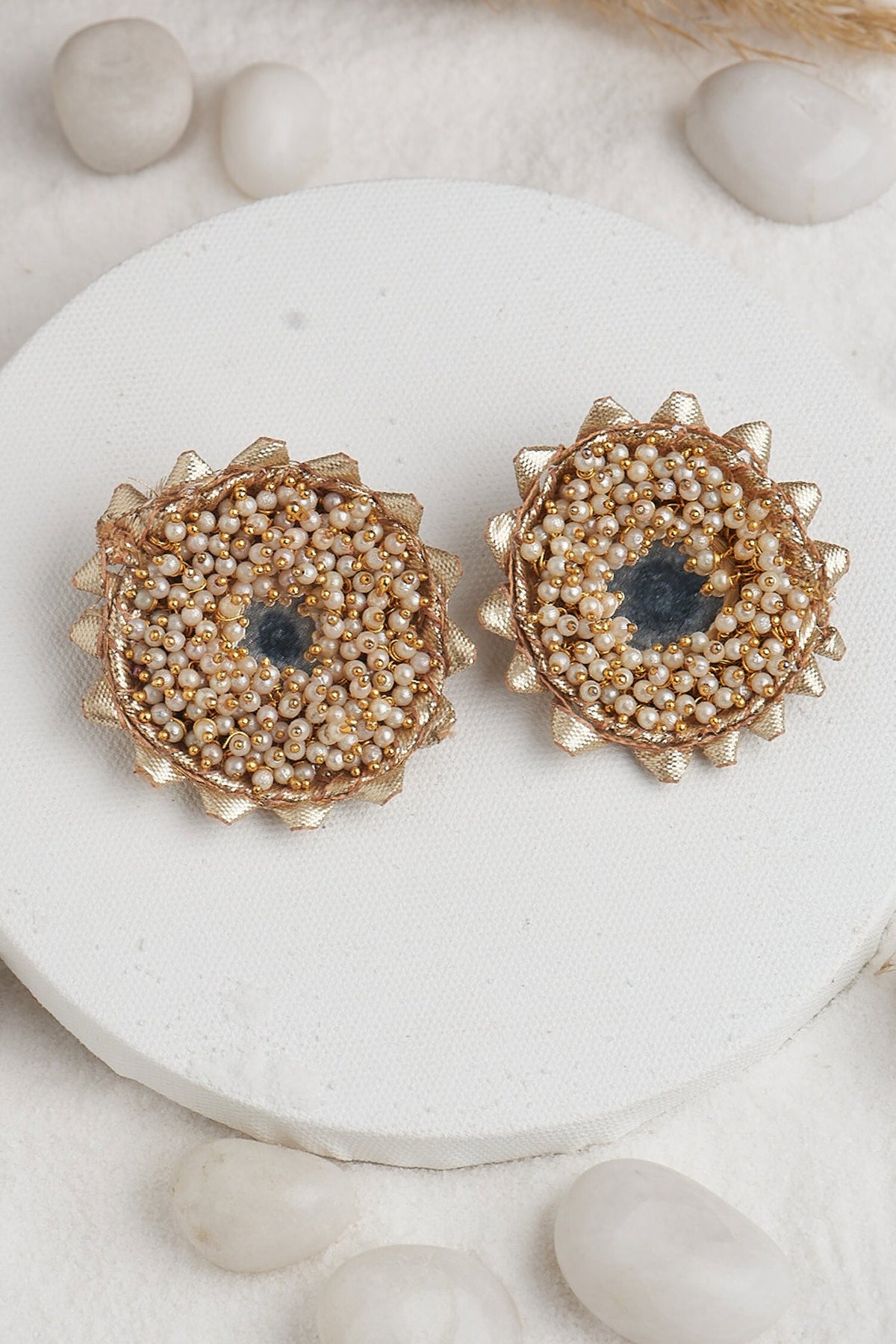 Pearl & Mirror Embellished Earrings