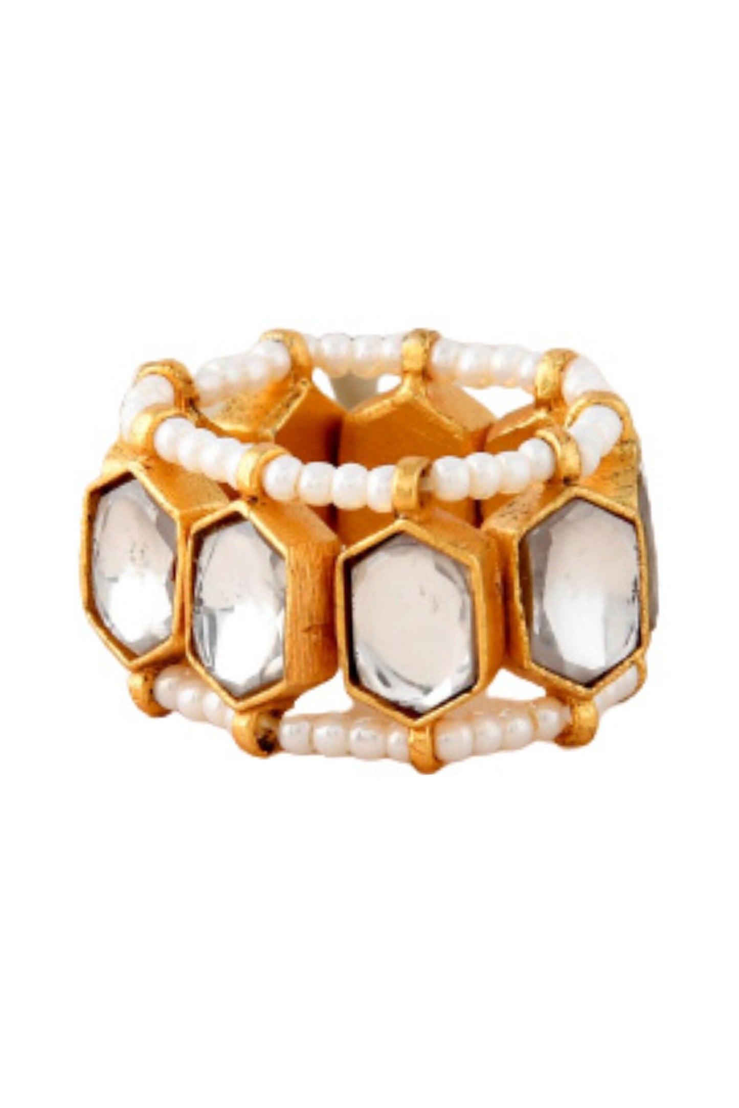 Geometric Stone Studded Adjustable Ring