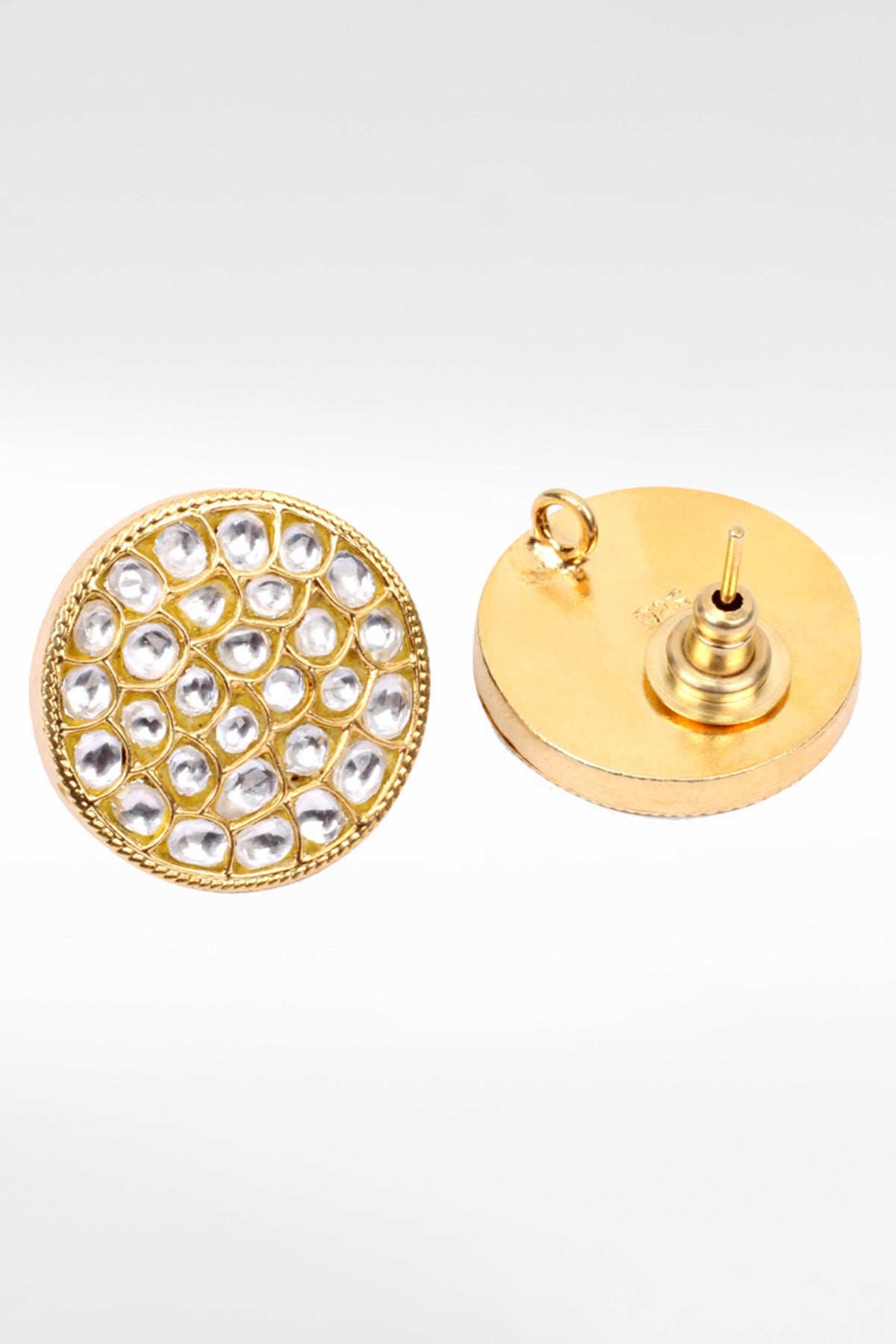 Round Kundan Work Stud Earrings