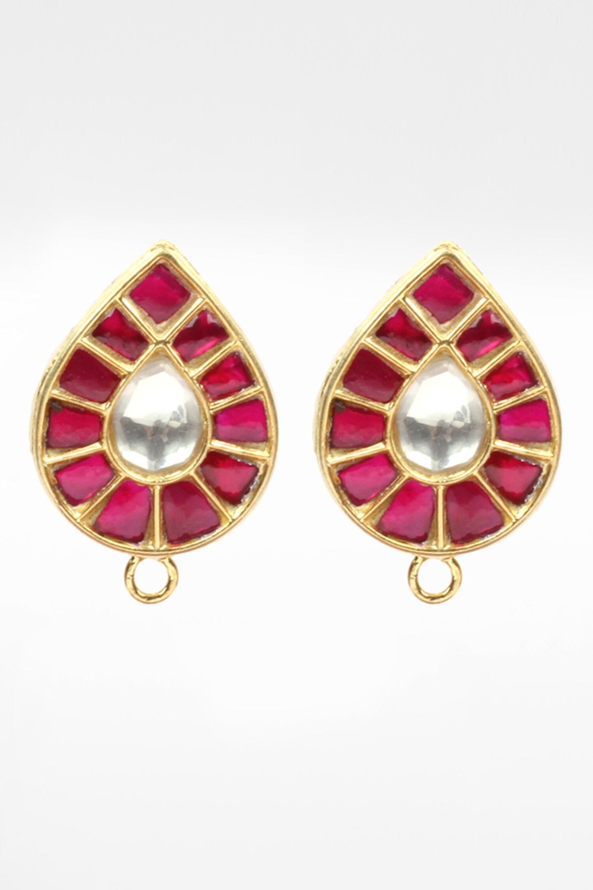 Ruby Stone Work Stud Earrings