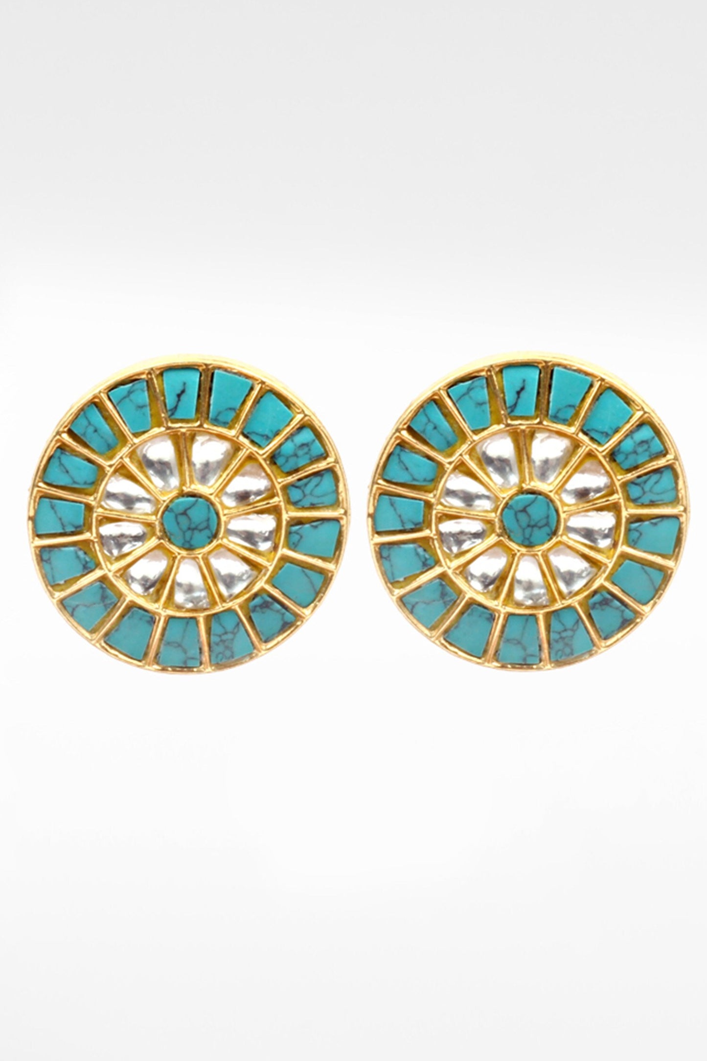 Round Shaped Turquoise Studded Earrings
