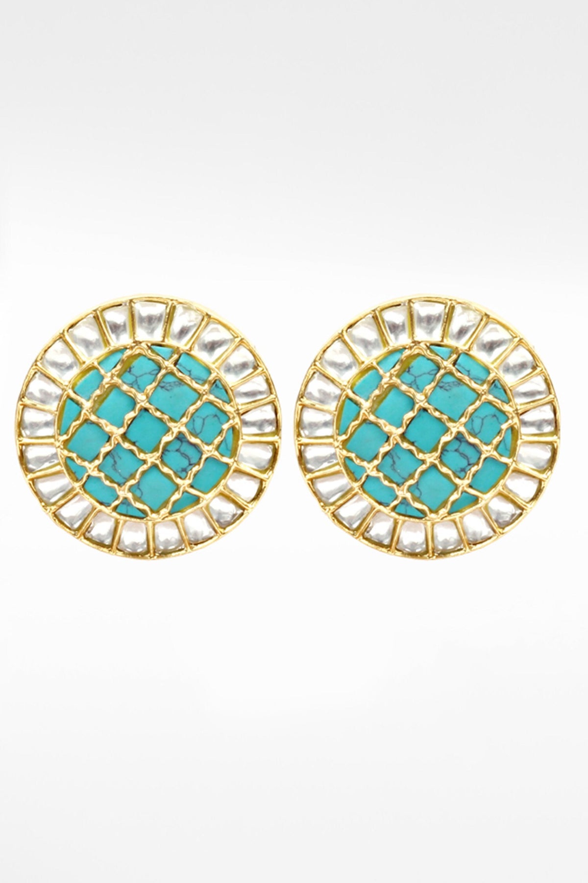 Round Turquoise Studded Earrings