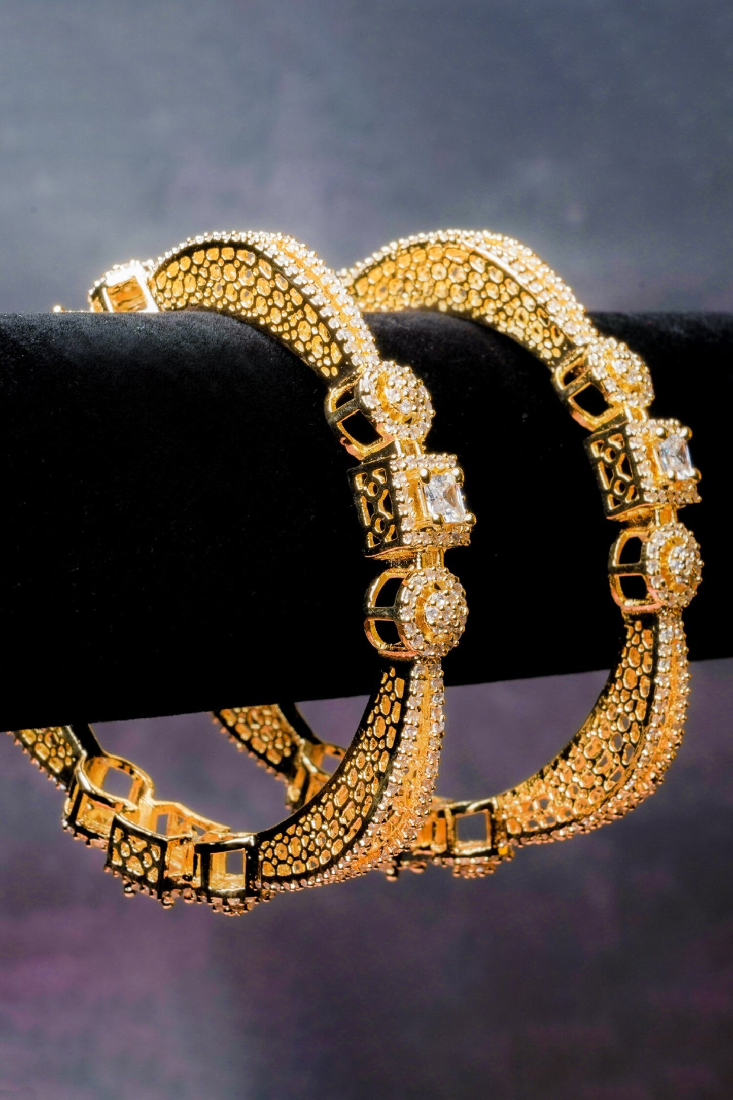 American Diamond Embellished Bangles - Set of 2