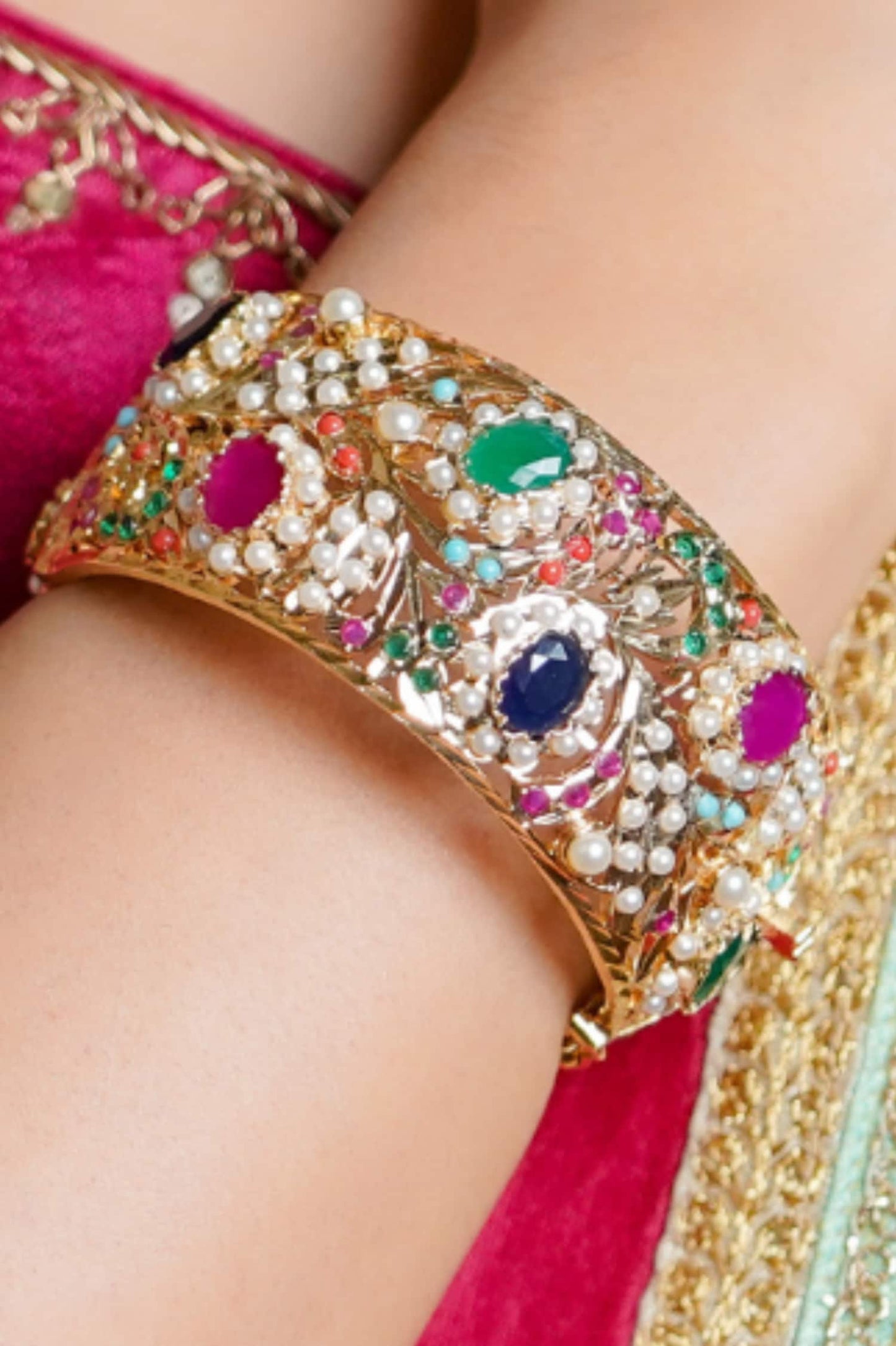 Navratna Stone Studded Bangle- Single Pc