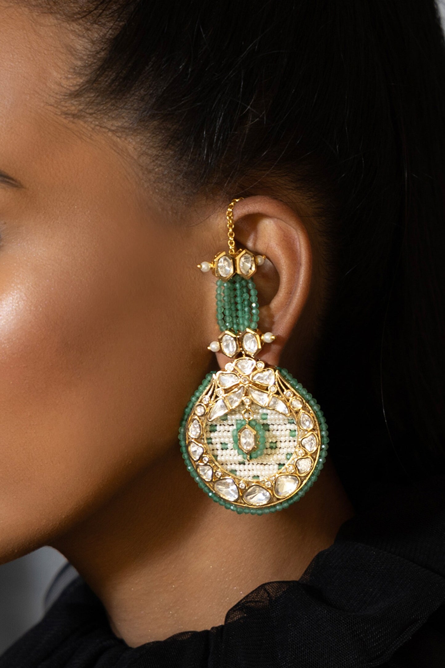 Pearl & Polki Embellished Dangler Earrings
