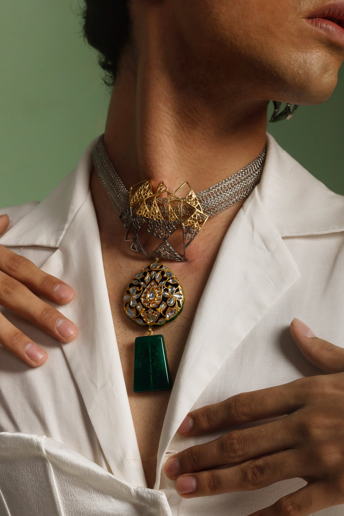 Agate Stone Embellished Pendant Necklace