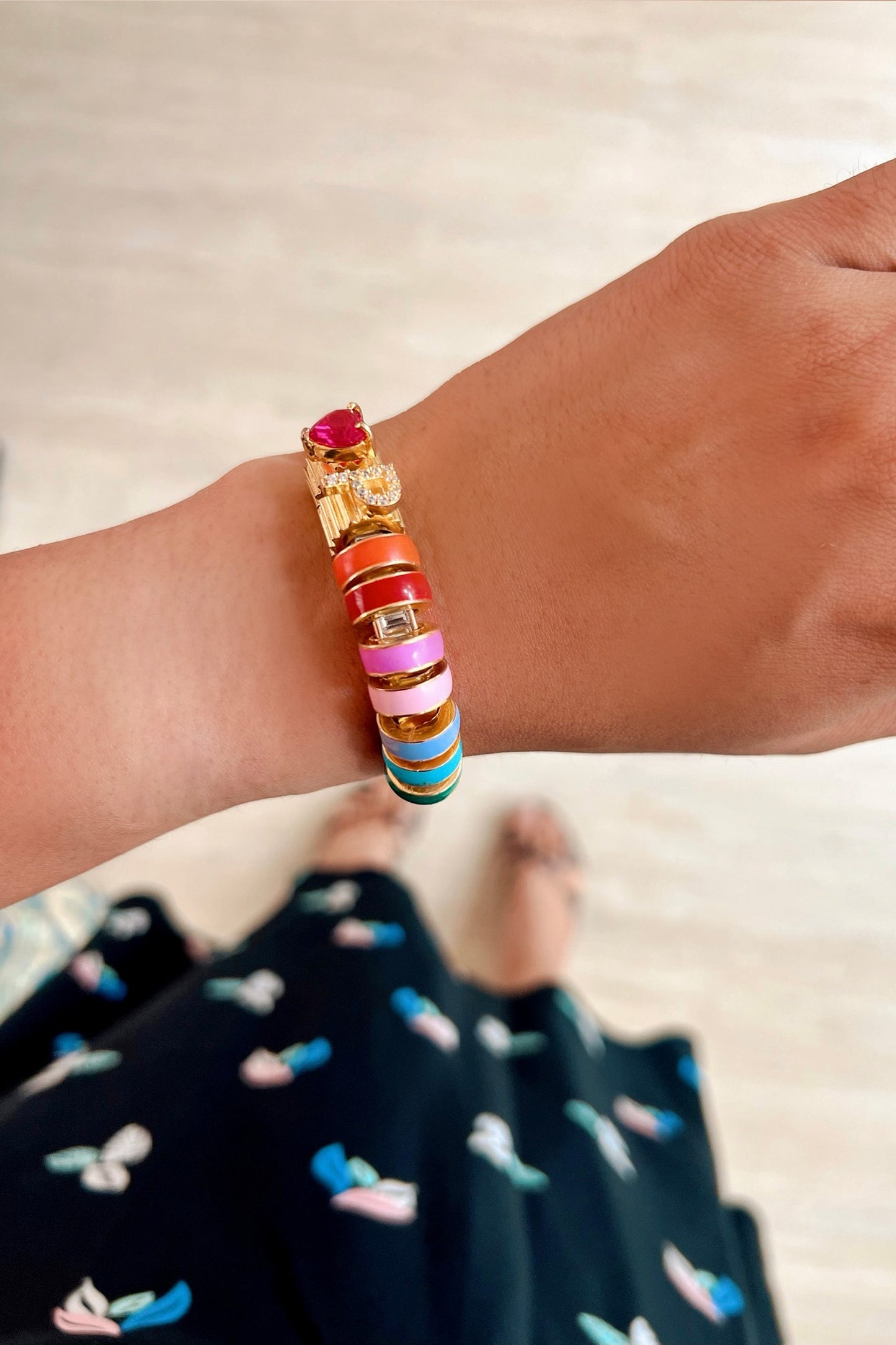 Gold Enamelled Charm Bracelet