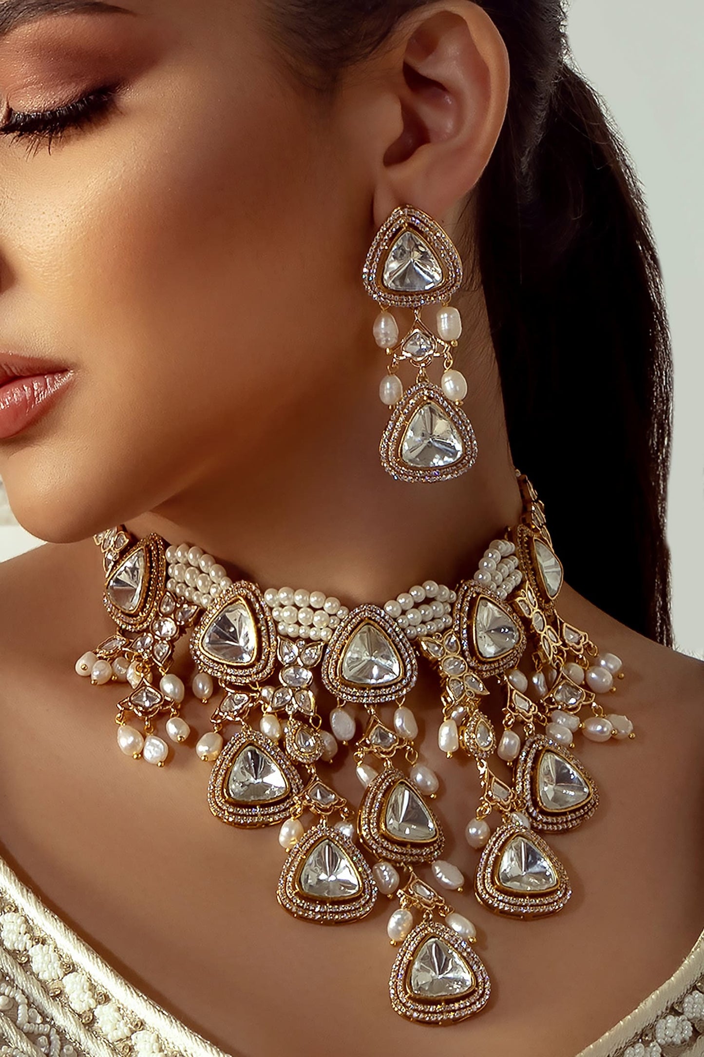 Polki & Pearl Embellished Necklace Set