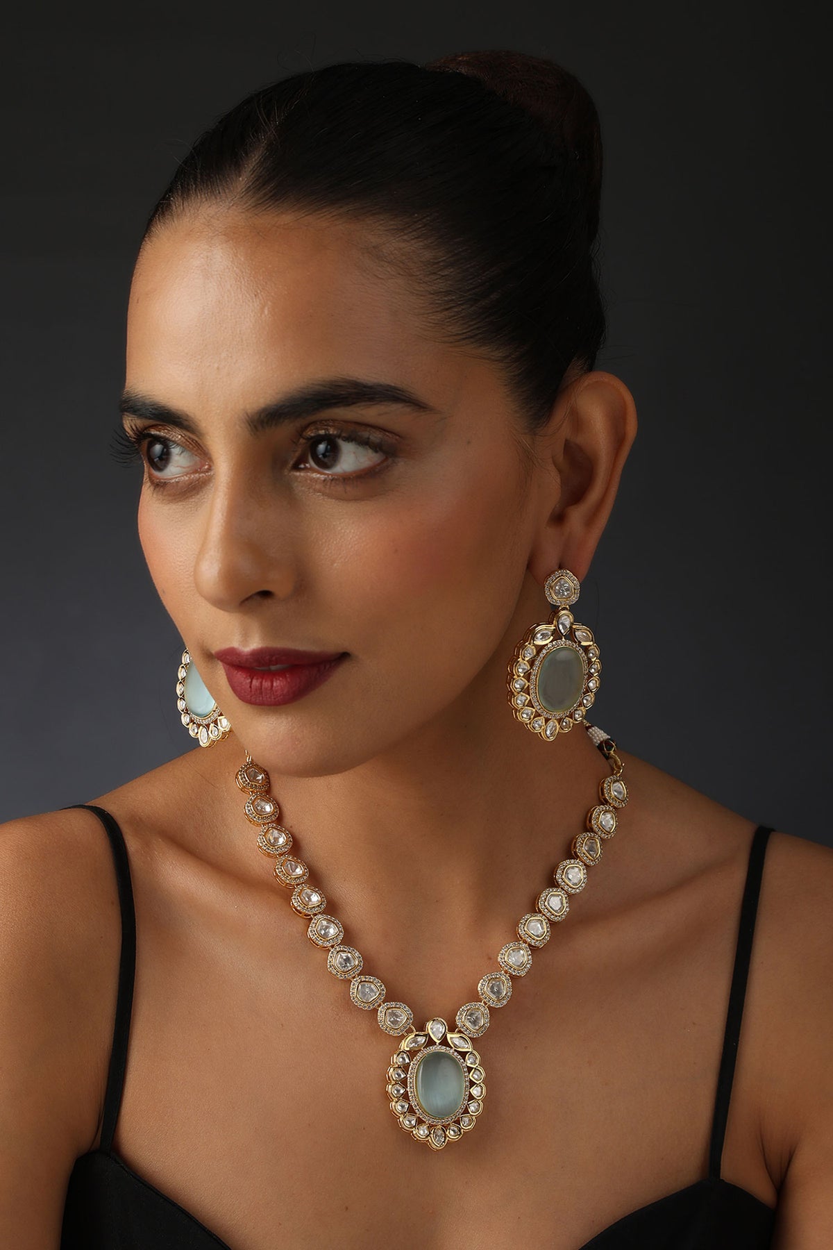 Polki Work Pendant Necklace Set