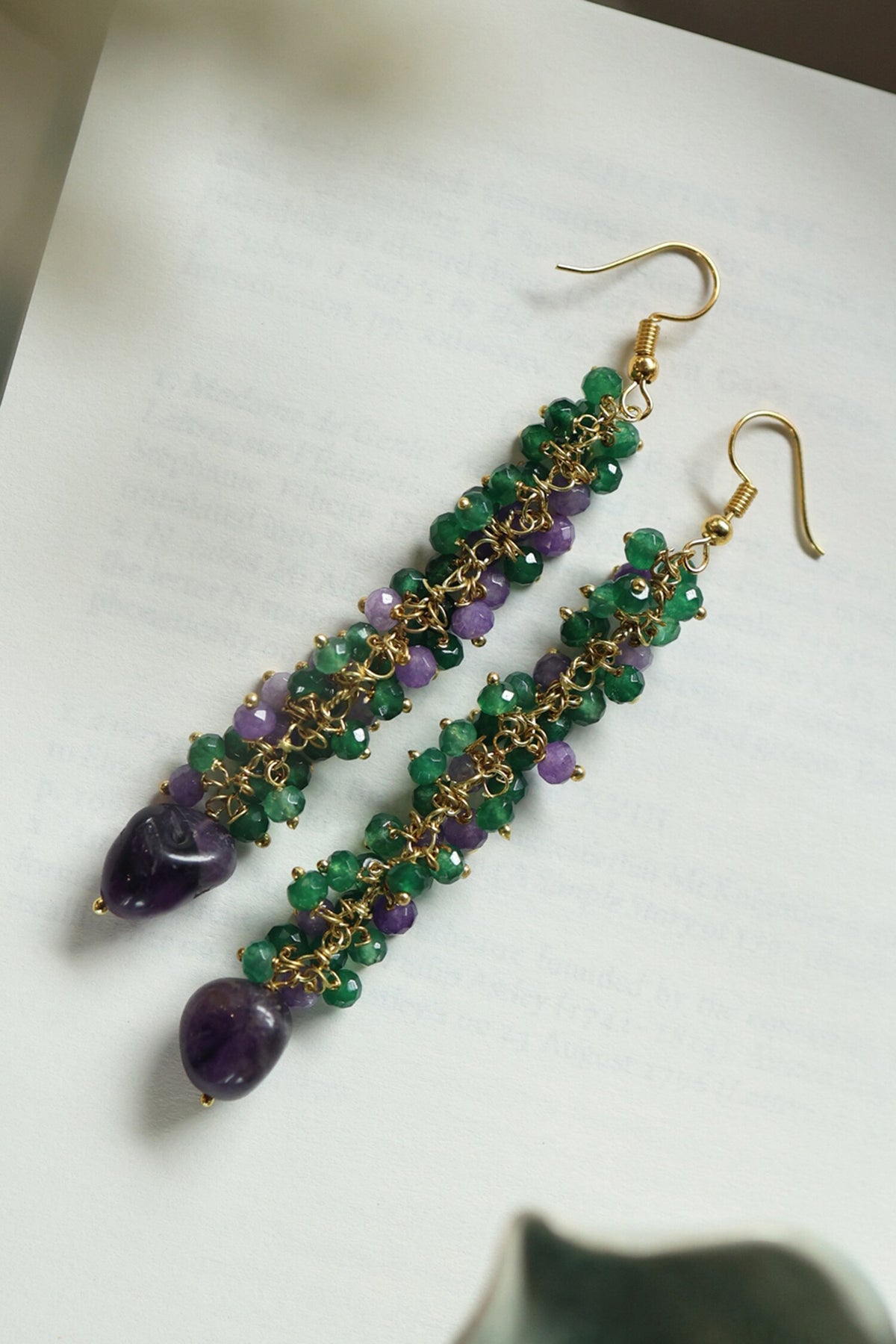 Onyx & Natural Stone Embellished Earrings