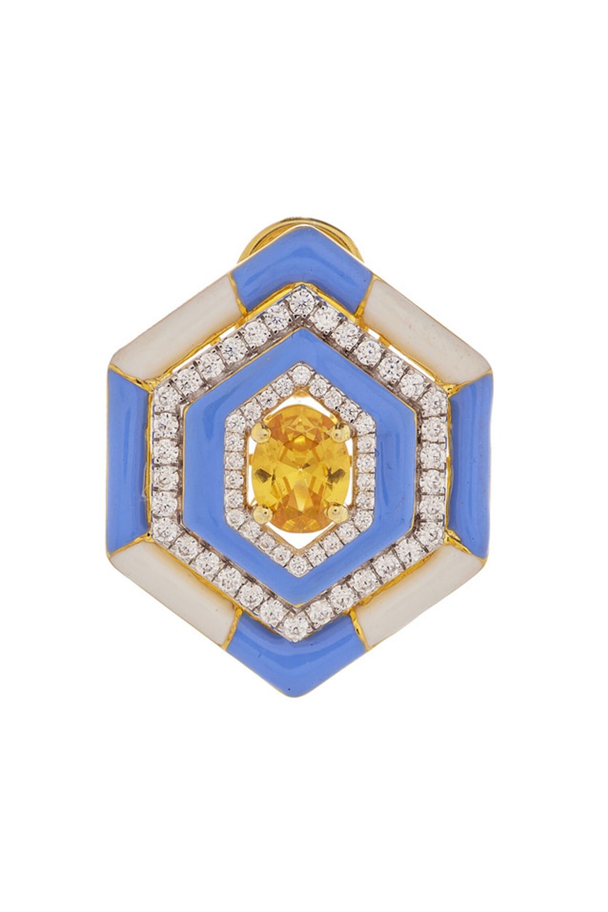 Hexagon Color Block Enameled Earrings