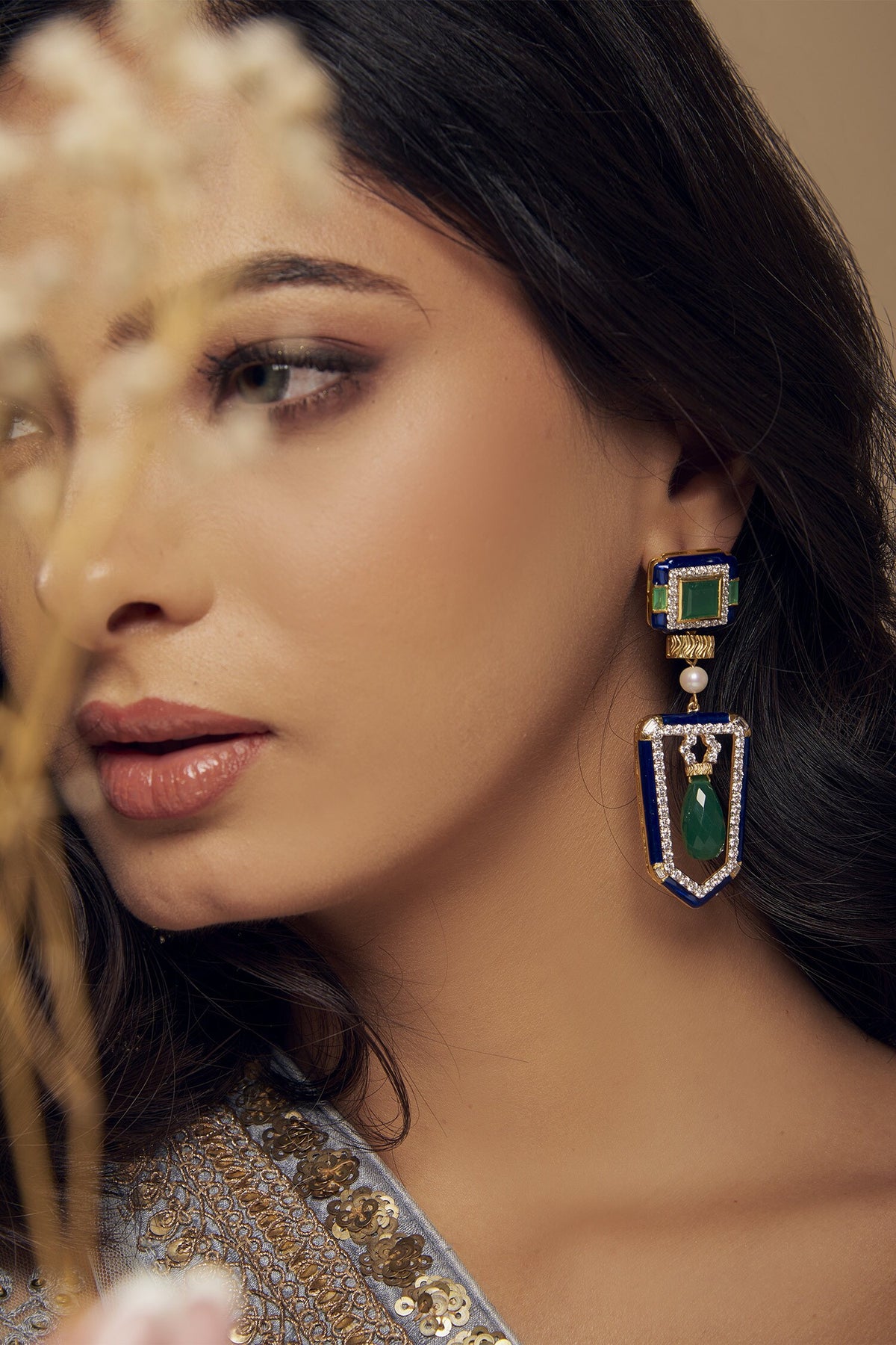 Cubic Zirconia Diamonds Embellished Earrings