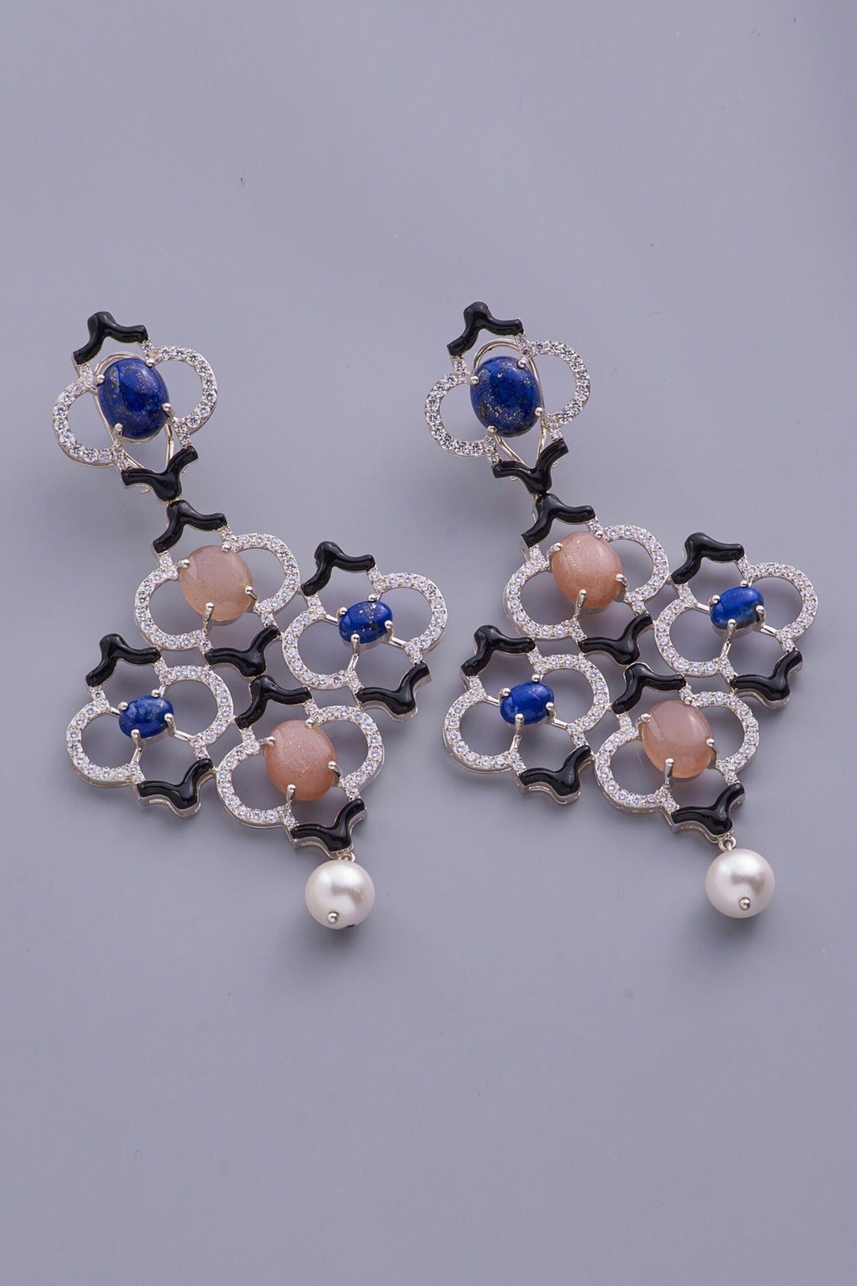Cubic Zirconia Diamonds Embellished Earrings