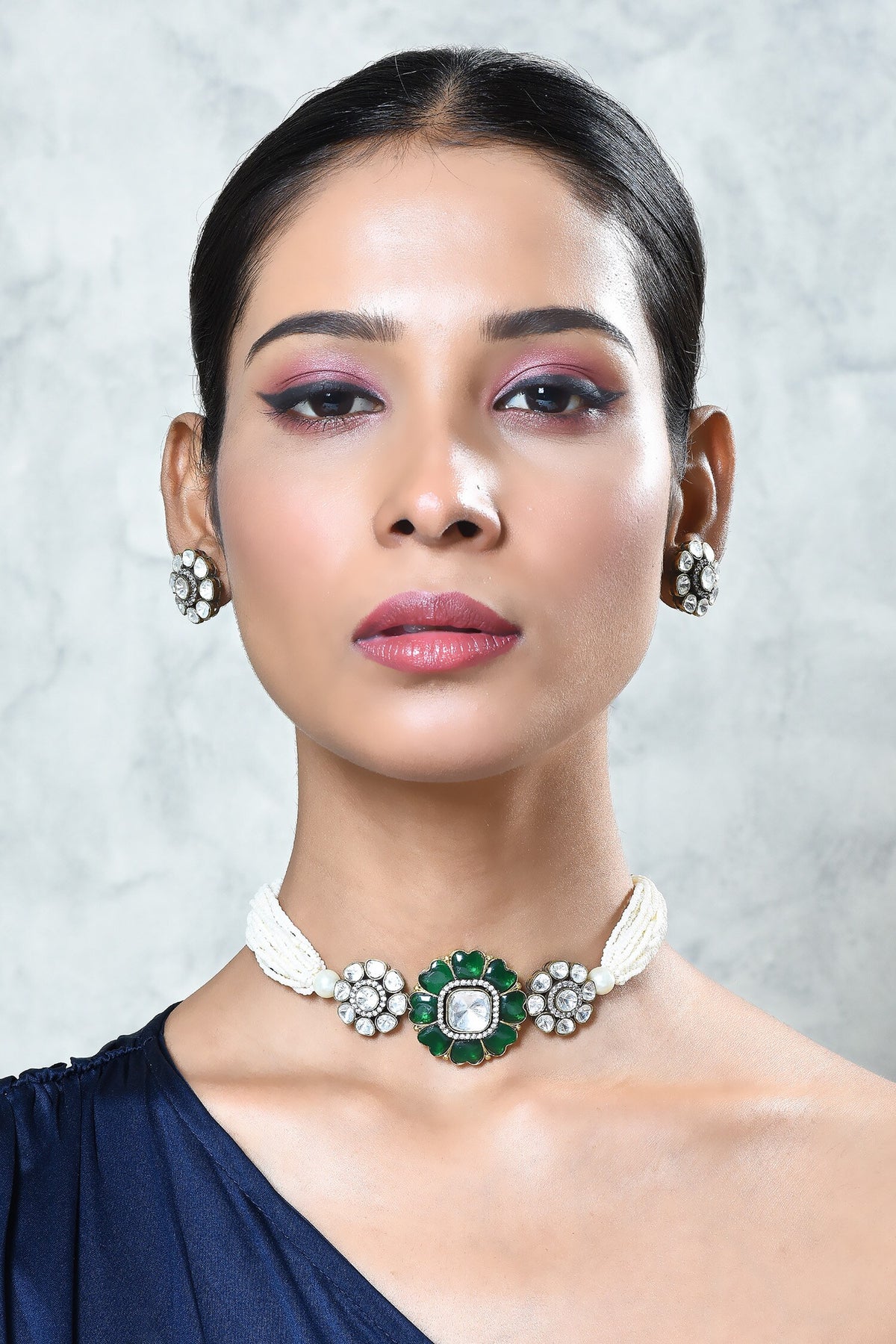 Floral Kundan Pearl Choker Set