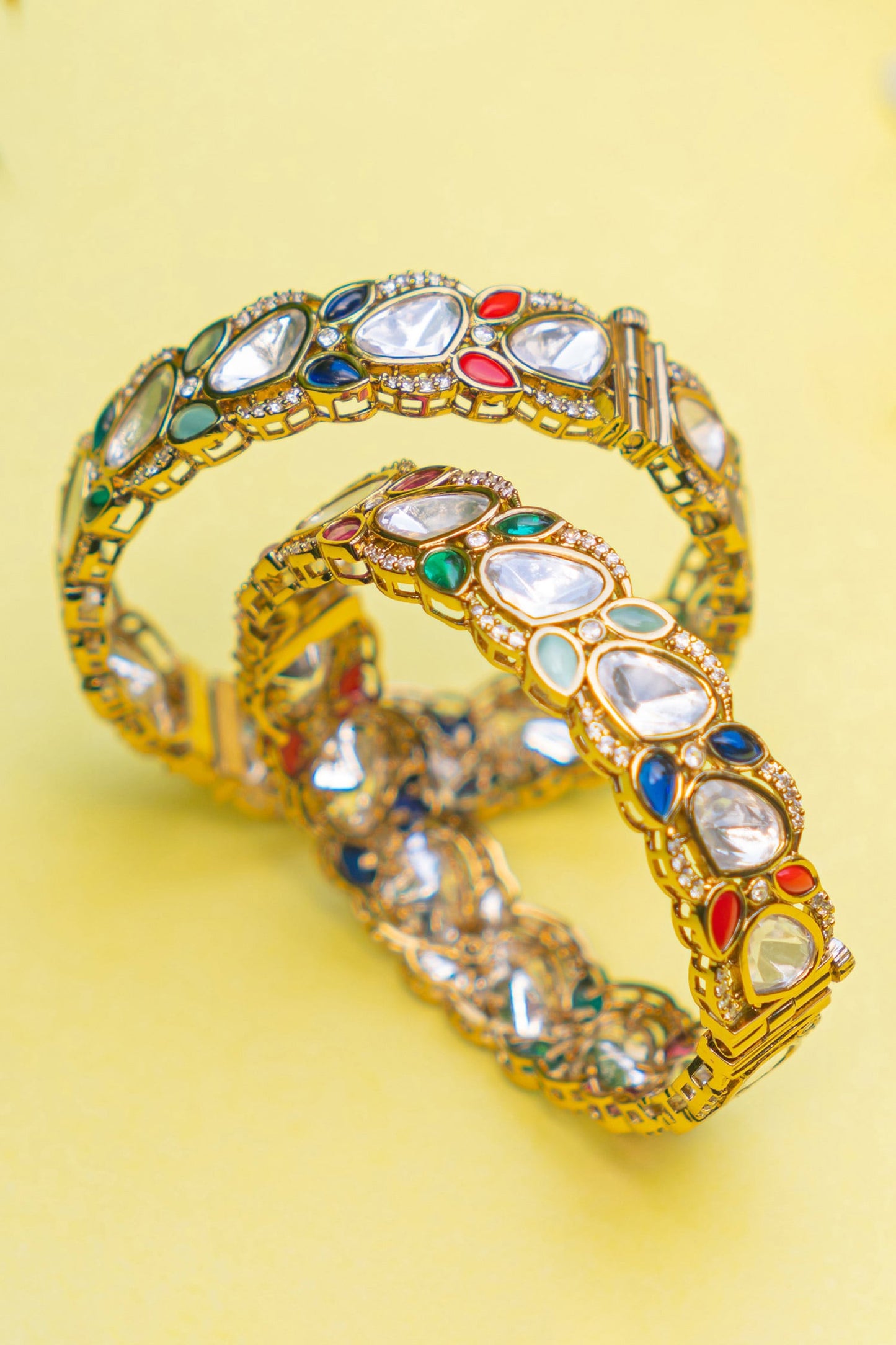 Polki Studded Bangles - Set of 2