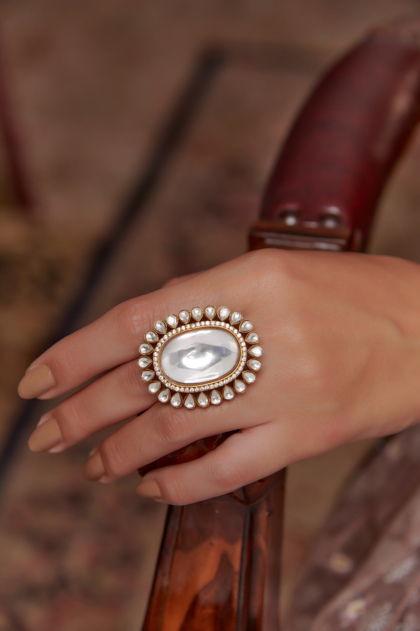 Gold Polki Embellished Ring