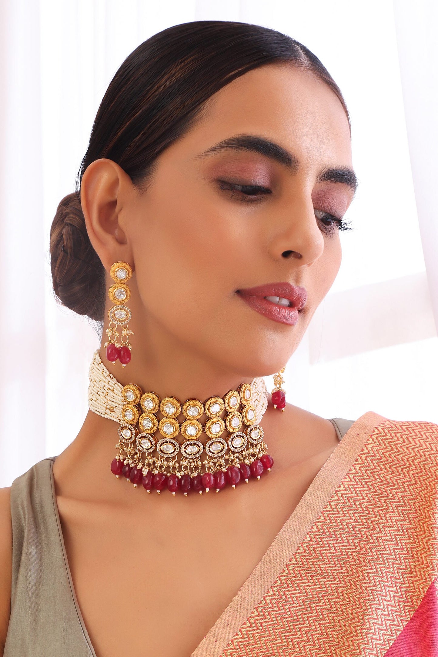 Stone Embellished Choker Necklace Set