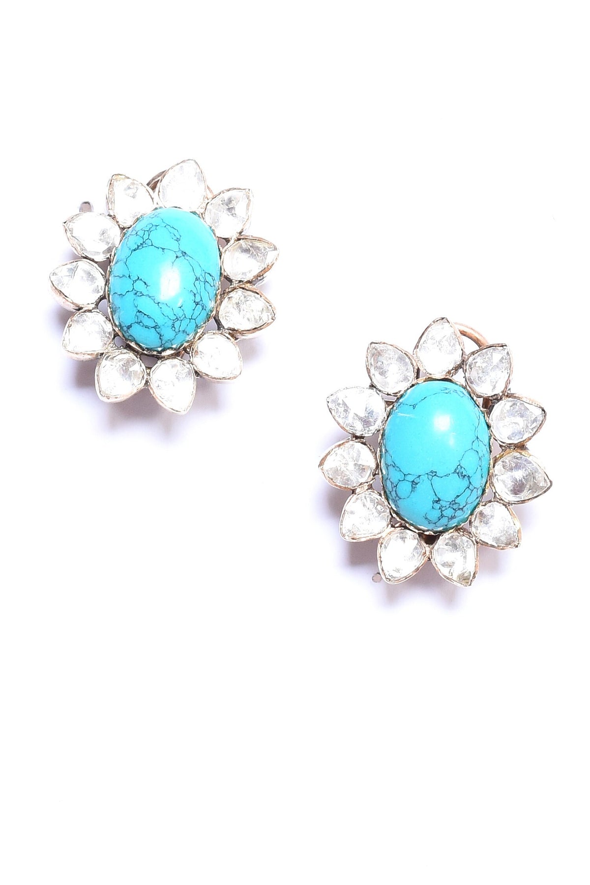 Turquoise Embellished Stud Earrings